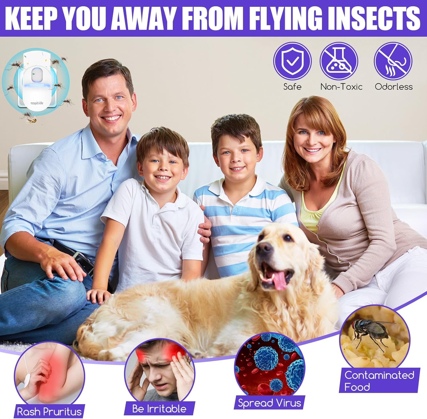 Paquete de 2 trampas para moscas de fruta para interiores con 10 tarjetas de pegamento, trampas para mosquitos para interiores con luz UV para