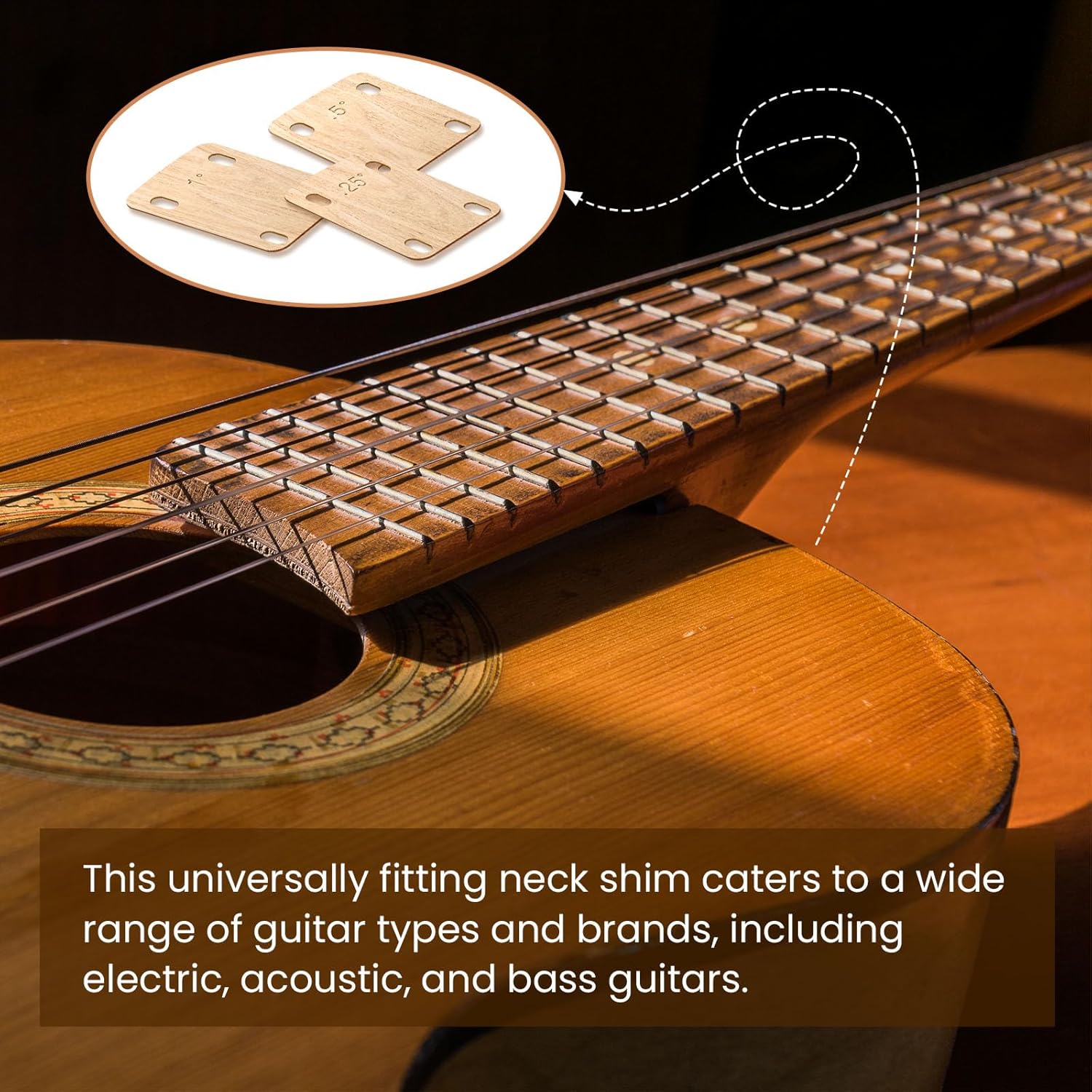 YASUOA Cuña de guitarra de madera de arce de alta calidad para una alineación eficaz y ajuste de ángulo, adecuada para todo tipo de guitarras, 3