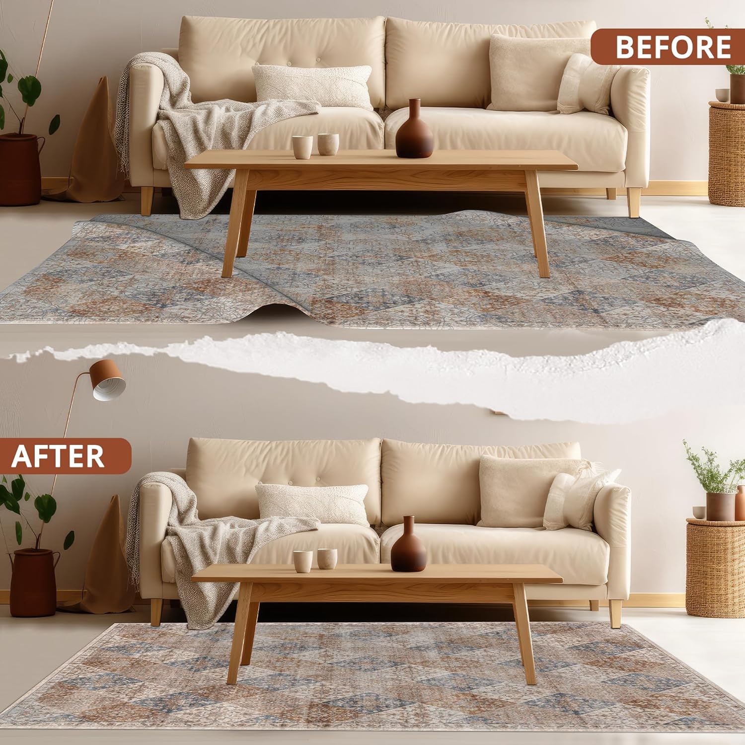 Rug Branch Agarre extra fuerte para alfombra, los agarres mantienen las alfombras en su lugar, almohadillas antideslizantes para suelos duros y