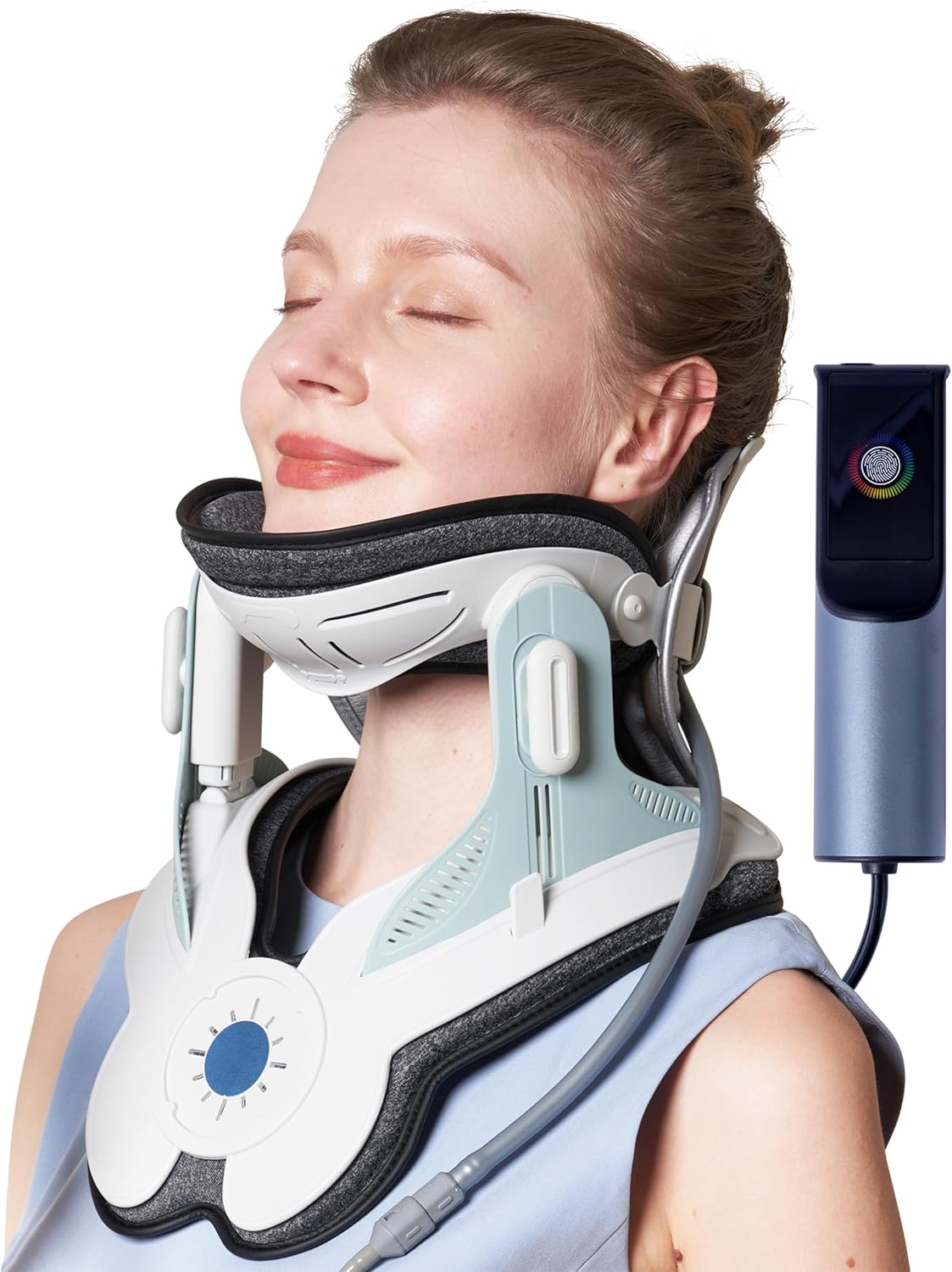 Dispositivo eléctrico de tracción cervical para aliviar el dolor de cuello, bomba de aire ajustable, ensanchador de cuello inflable con 3 tracciones