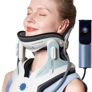 Dispositivo eléctrico de tracción cervical para aliviar el dolor de cuello, bomba de aire ajustable, ensanchador de cuello inflable con 3 tracciones Dispositivo eléctrico de tracción cervical para aliviar el dolor de cuello, bomba de aire ajustable, ensanchador de cuello inflable con 3 tracciones