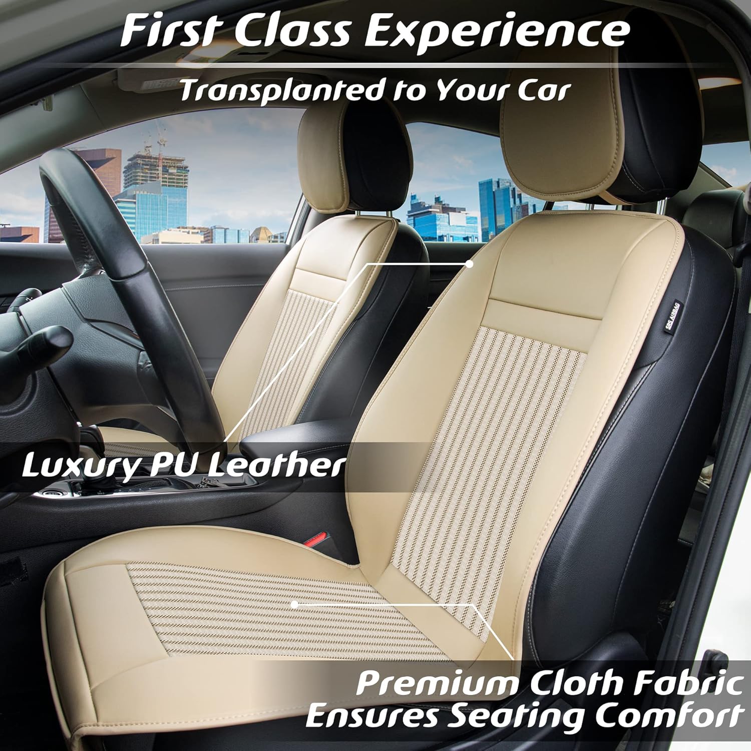 Paffenery Juego de 2 fundas universales para asientos delanteros de automóvil, fundas de asiento de vehículo de lujo impermeables para asiento de