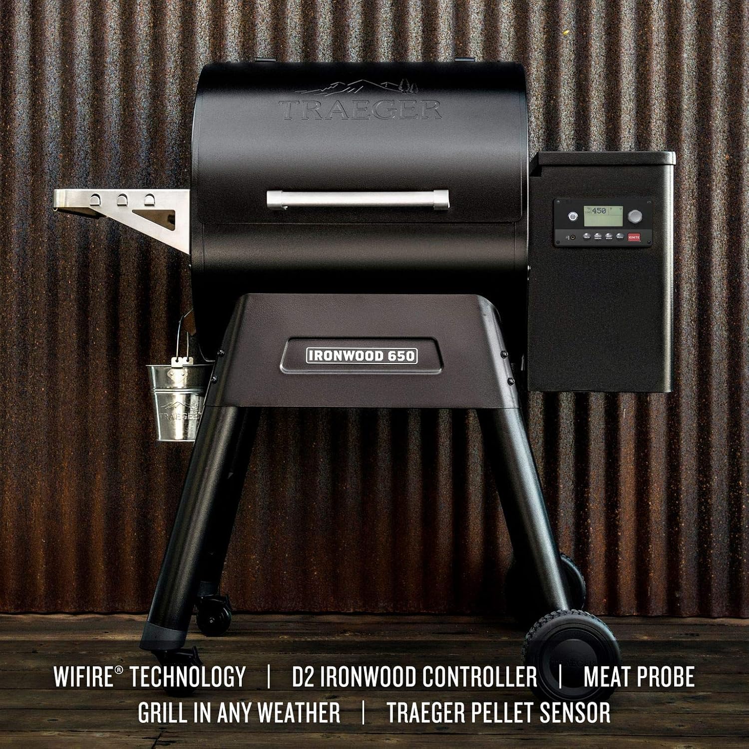 Traeger Grills Ironwood 650 – Parrilla de pellets de madera y ahumador Black & PEL331 Signature Blend 100% natural de pellets de madera dura, para