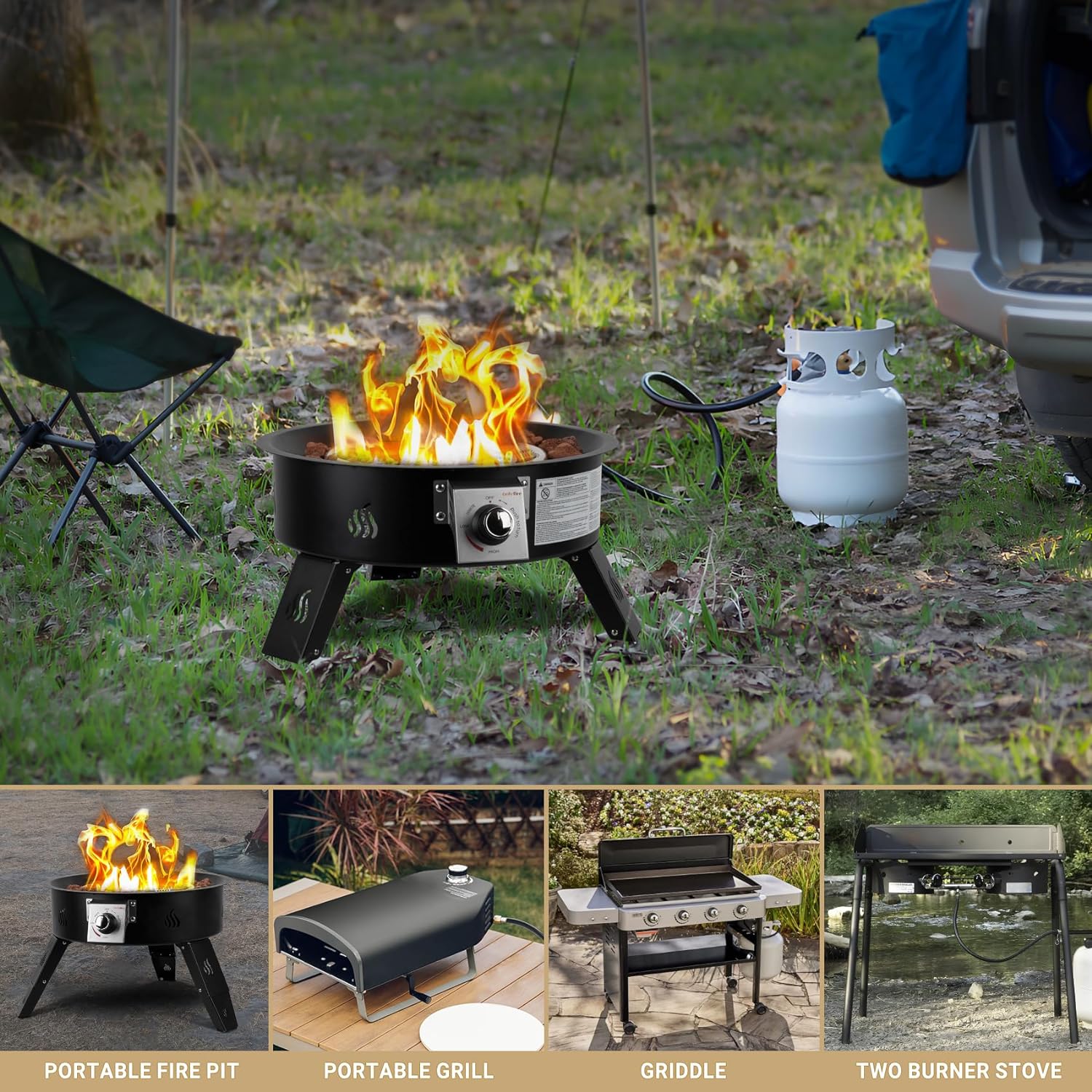 only fire – Manguera de extensiónelectrodoméstico de 25 pies para gas propano, color negro