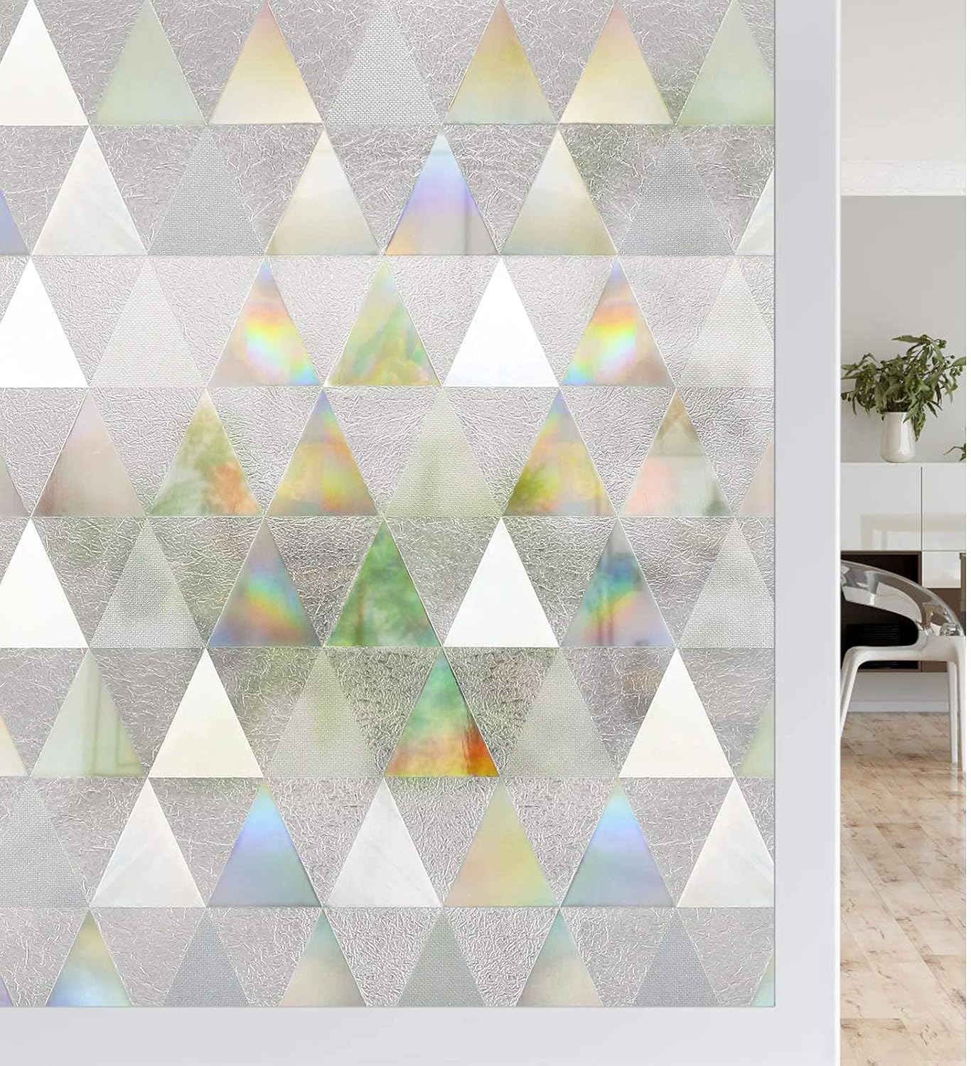 rabbitgoo Película de privacidad para ventana, diseño de arco iris, vinilo decorativo 3D, película no adhesiva, bloqueo solar y UV, para el hogar,