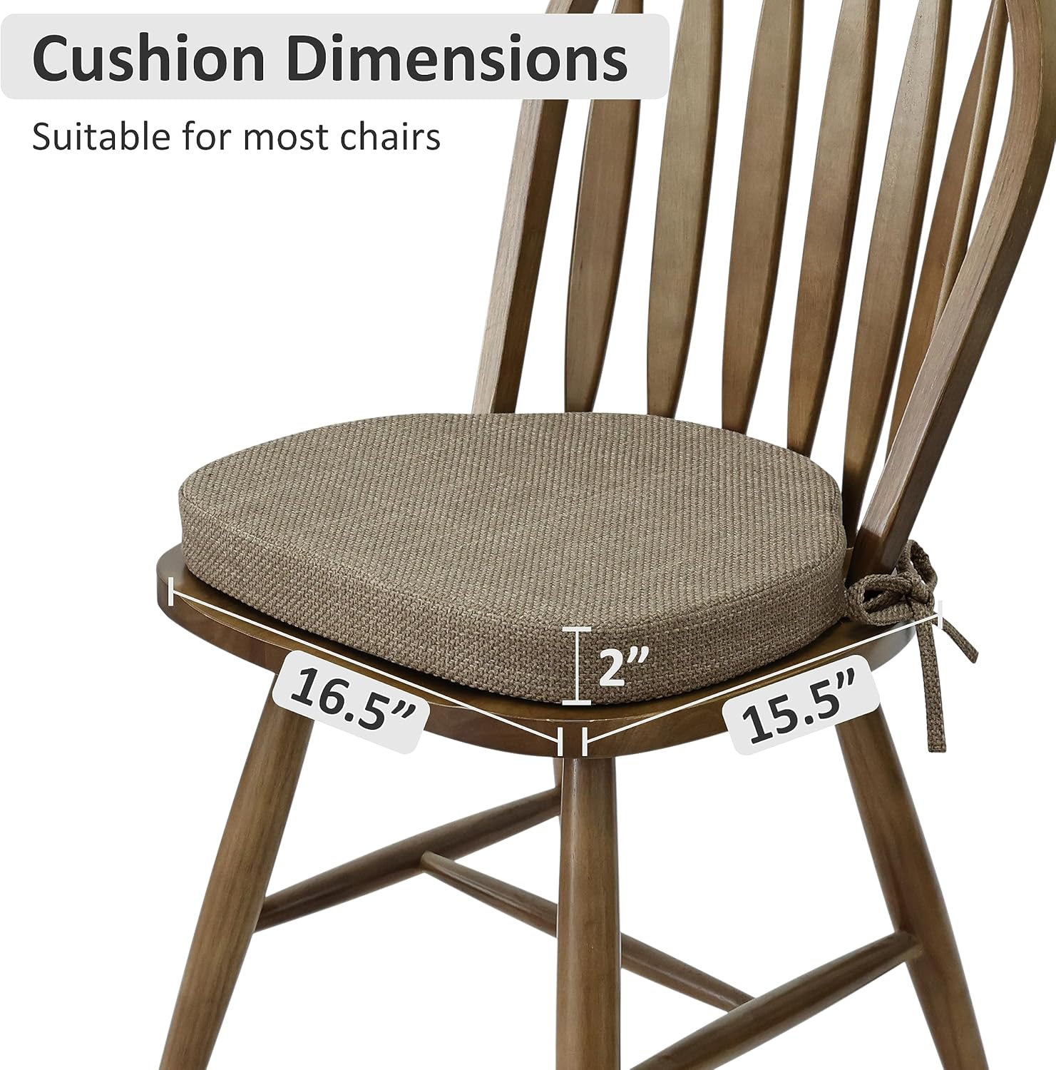 Shinnwa Windsor – Juego de 4 cojines para sillas de comedor, cojines de espuma de alta resistencia para sillas de cocina con lazos y funda