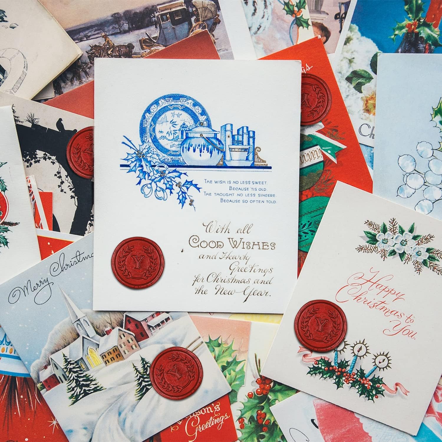 50 calcomanías adhesivas de cera con letra H rojas, hechas a mano, sin necesidad de sellar, rasgar y usar calcomanías de cera para invitaciones de