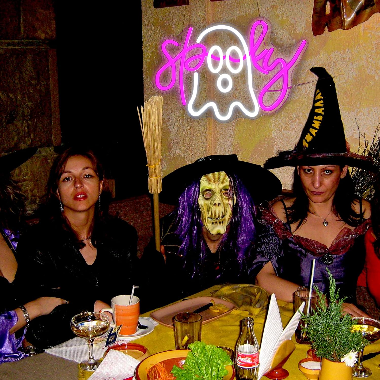Señal de neón espeluznante Boo para Halloween, letrero de luz LED de fantasma, letrero de barra de neón para decoración de fiesta de Halloween,
