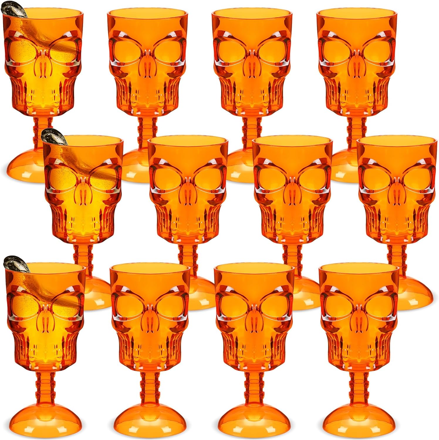 Juego de 12 copas de Halloween, copas de calavera, decoración de mesa gótica para fiesta, copa de vino de plástico, suministros para fiesta de