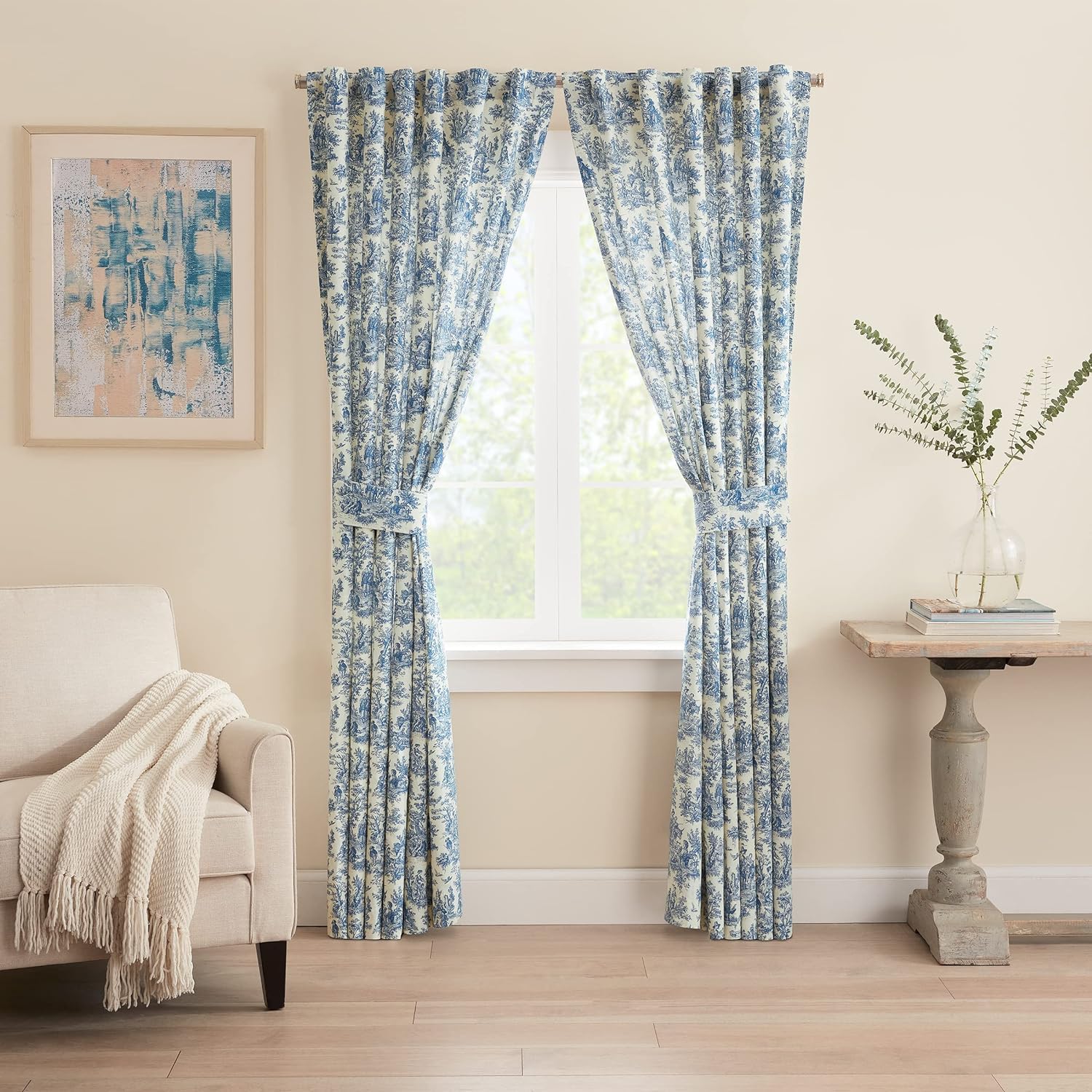 Waverly Charmed Life – Cortinas clásicas con pestañas traseras con bolsillo para cortinero francés para ventanas en dormitorio, cocina o sala de