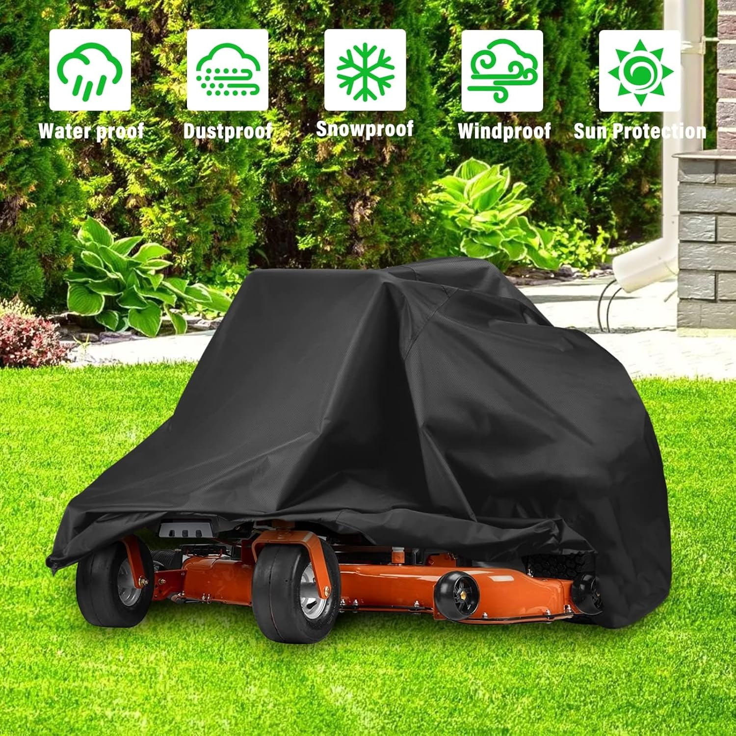 Cubierta para cortacésped de giro cero, ajuste universal 210D, impermeable, UV, resistente al polvo y al viento para protección al aire libre