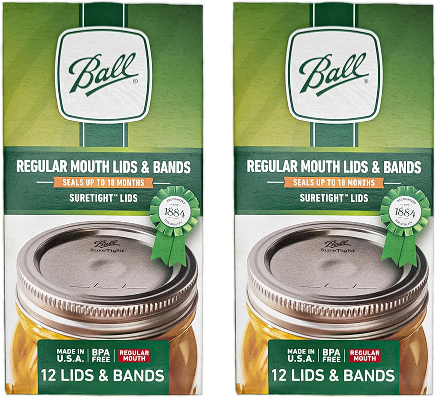 Boca regular, 12 tapas con bandas por paquete, (2 unidades), tapas y bandas de boca regular, tapas de conservas y bandas de boca regular para