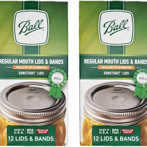 Boca regular, 12 tapas con bandas por paquete, (2 unidades), tapas y bandas de boca regular, tapas de conservas y bandas de boca regular para Boca regular, 12 tapas con bandas por paquete, (2 unidades), tapas y bandas de boca regular, tapas de conservas y bandas de boca regular para