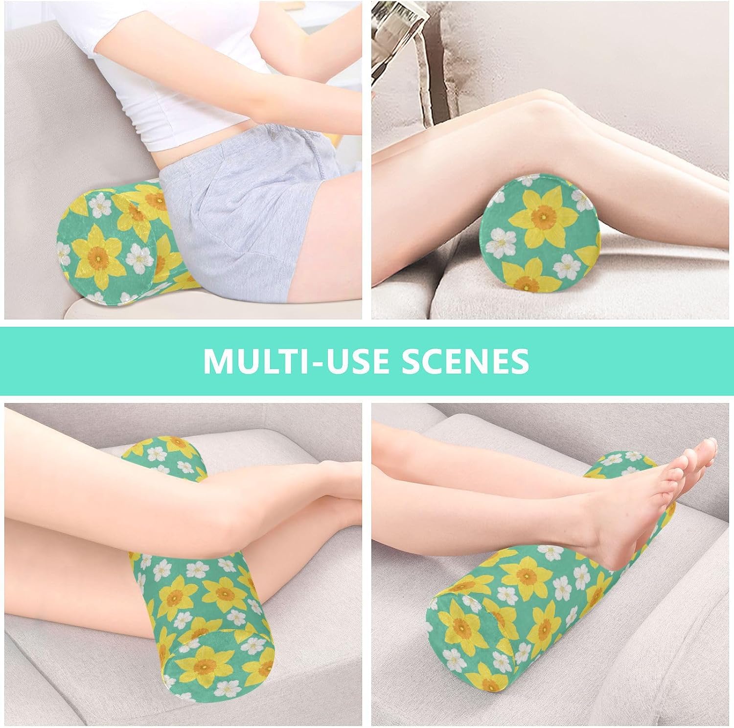 FRODOTGV Daffodil Flower Bolster Pillow Yoga Neck Roll Pillows for Sleeping 17 Round Pillow Insert Cylinder Throw Pillows Cylinder Pillow Covers with