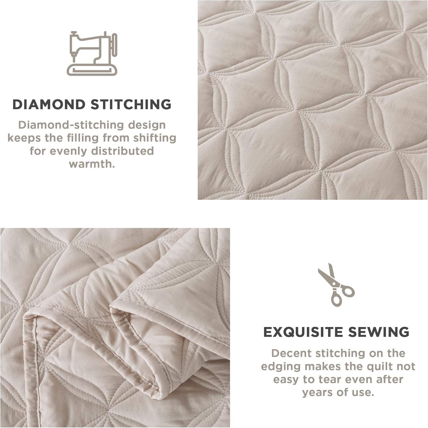Litanika Juego de edredón beige tamaño California King, colcha ligera de verano de gran tamaño, funda de cama bohemia para decoración de cama, 3