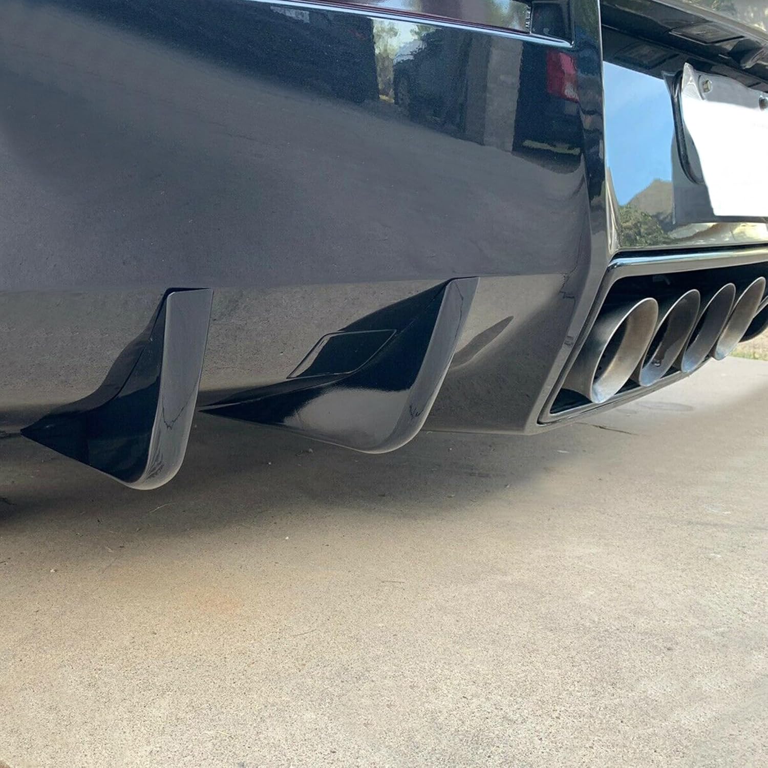 KUAFU Aletas difusoras inferiores de parachoques trasero compatibles con Chevrolet Corvette C7 2014-2019 2 pares de aletas difusoras de aire para