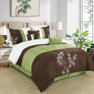 Chezmoi Collection Bengal – Juego de edredón bordado de bambú de 7 piezas, tamaño California King, ropa de cama de microfibra de hierba de bambú Chezmoi Collection Bengal – Juego de edredón bordado de bambú de 7 piezas, tamaño California King, ropa de cama de microfibra de hierba de bambú