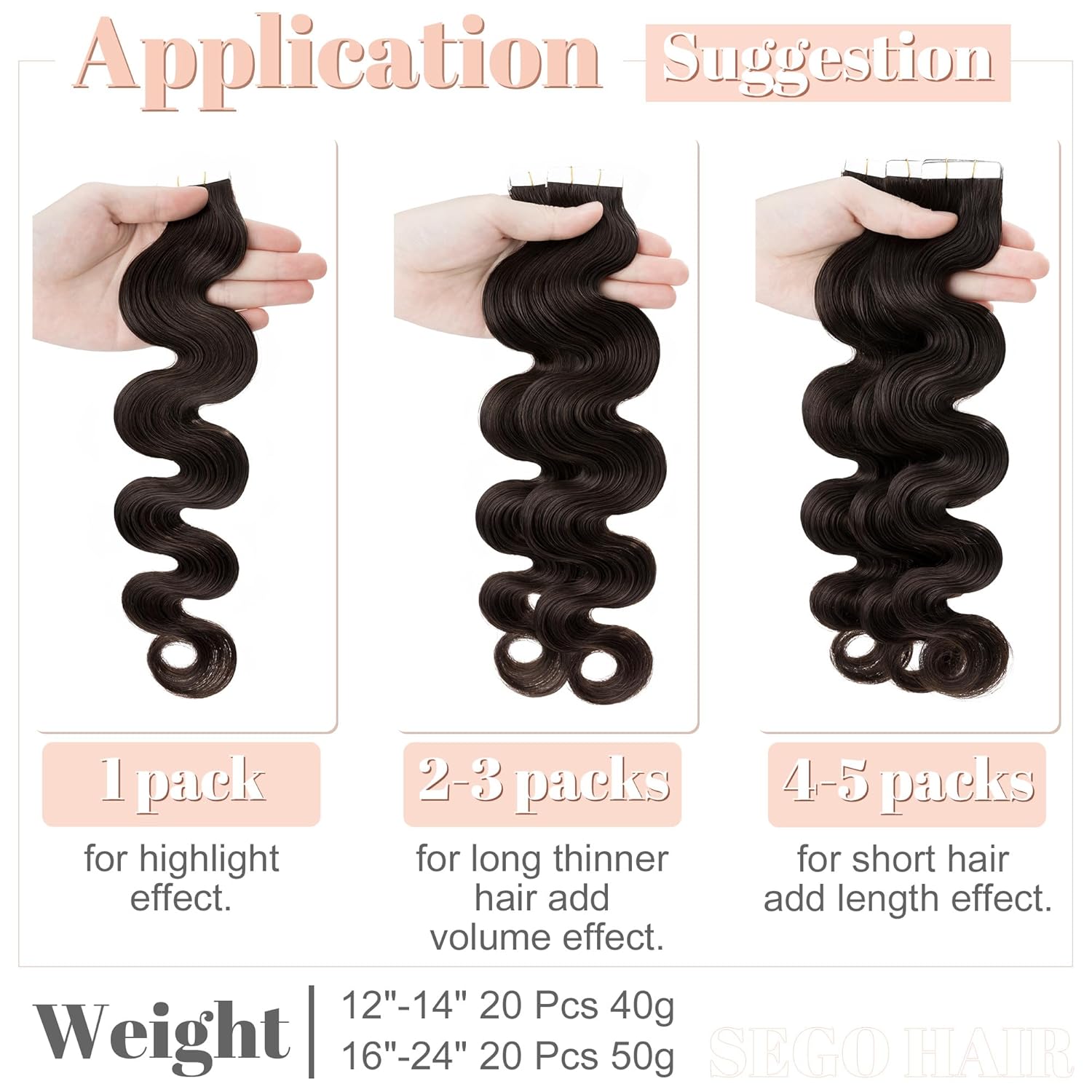 Extensiones de cabello Sego, cabello humano estilo remy, con cinta adhesiva, lacio, cinta adhesiva de entramado tipo piel, sin costuras, invisible y