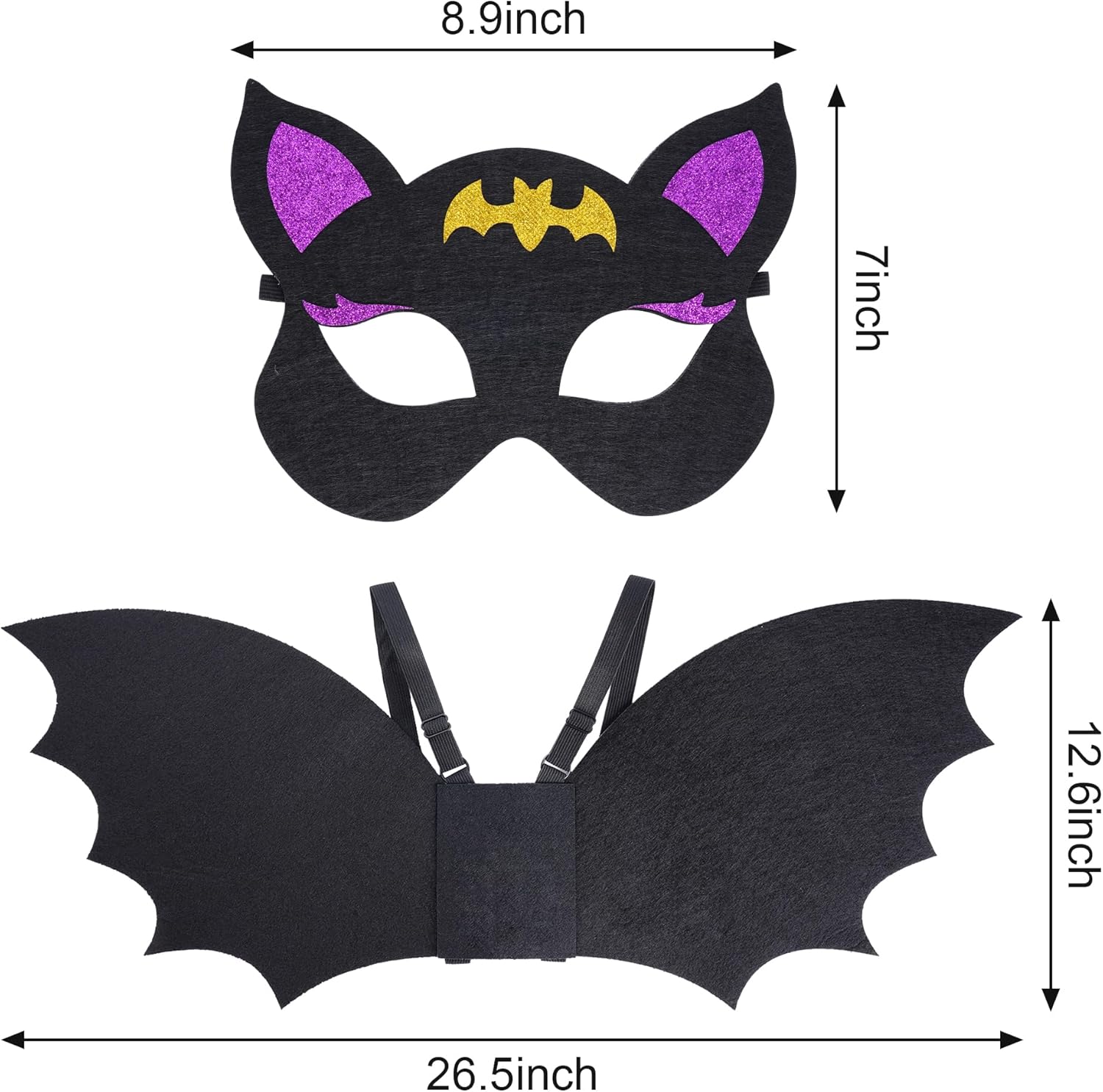 Yolyoo Conjunto de disfraz de murciélago con alas de murciélago para disfraz de Halloween, fiesta de disfraces, cosplay
