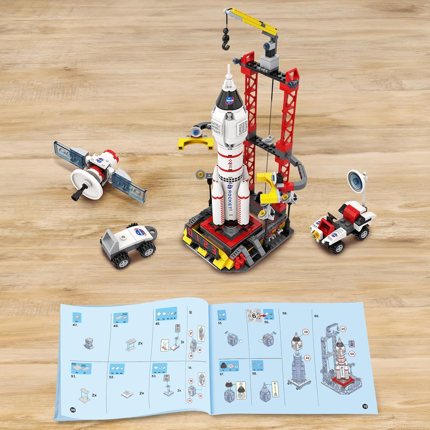 WishaLife City Space Exploration Rocket Toy – Juegos de bloques de construcción para niños de 6, 7, 8, 9, 10, 11, 12 años, Mars Rover, lanzador,