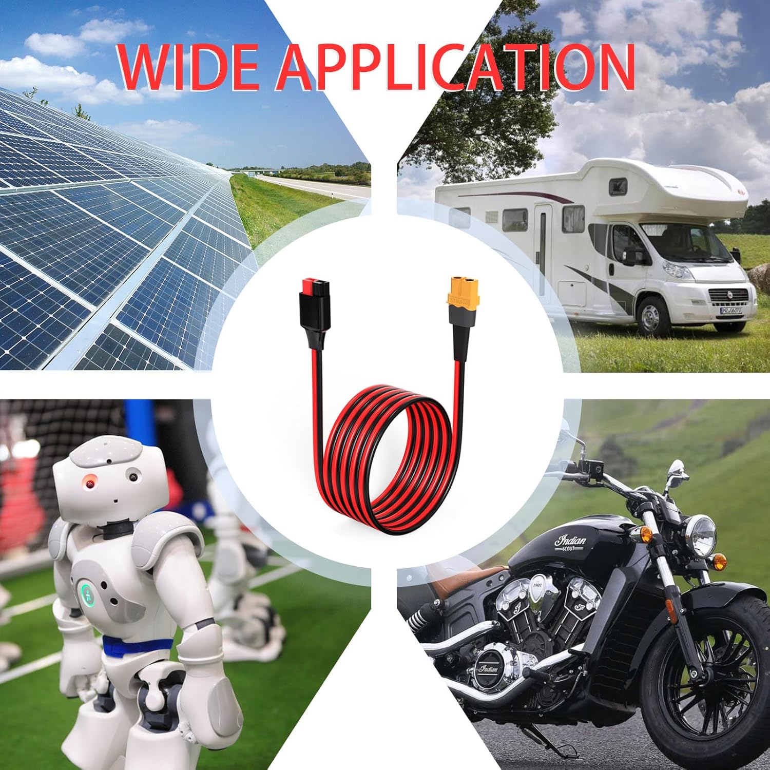 Adaptador XT60 a Anderson, cable conector hembra XT60 de 12 AWG a Anderson para batería RC, estación de energía solar portátil y panel solar (10