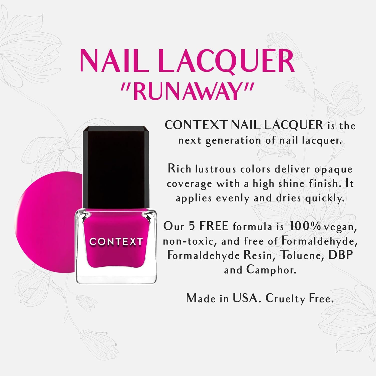 CONTEXT SKIN Esmalte de uñas no tóxico  Esmalte de uñas y esmalte de uñas, esmalte de uñas para mujeres, adolescentes, niños (0.30 onzas) (Runaway)