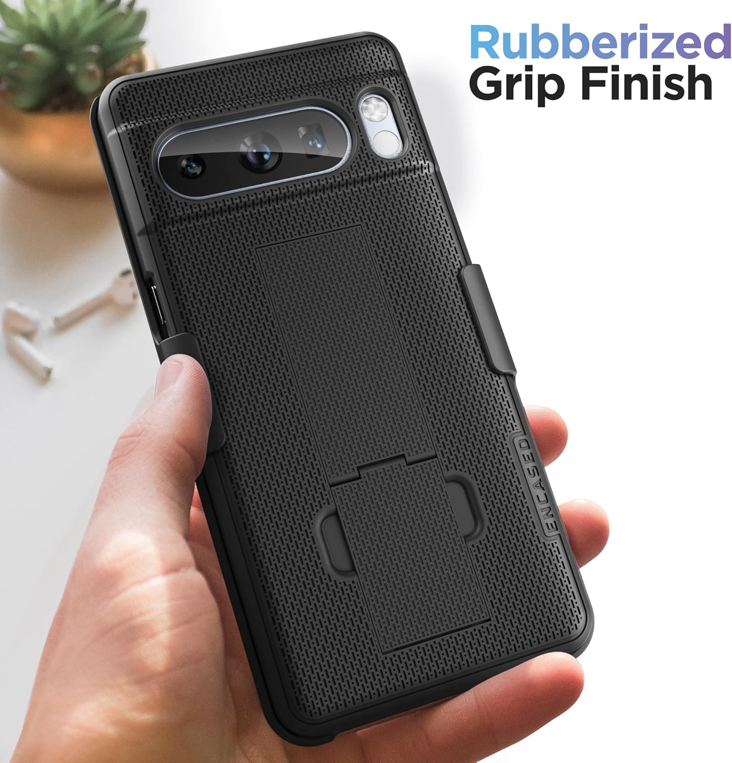 DuraClip – Funda para cinturón para Google Pixel 8 Pro con clip de funda y soporte para teléfono, color negro