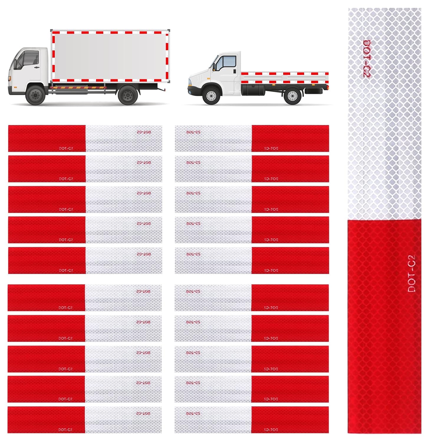 Homelove Dot-C2 Cinta reflectante roja blanca de 2 pulgadas Ruban Reflecteur cinta autocollant cinta reflectante de seguridad al aire libre cinta