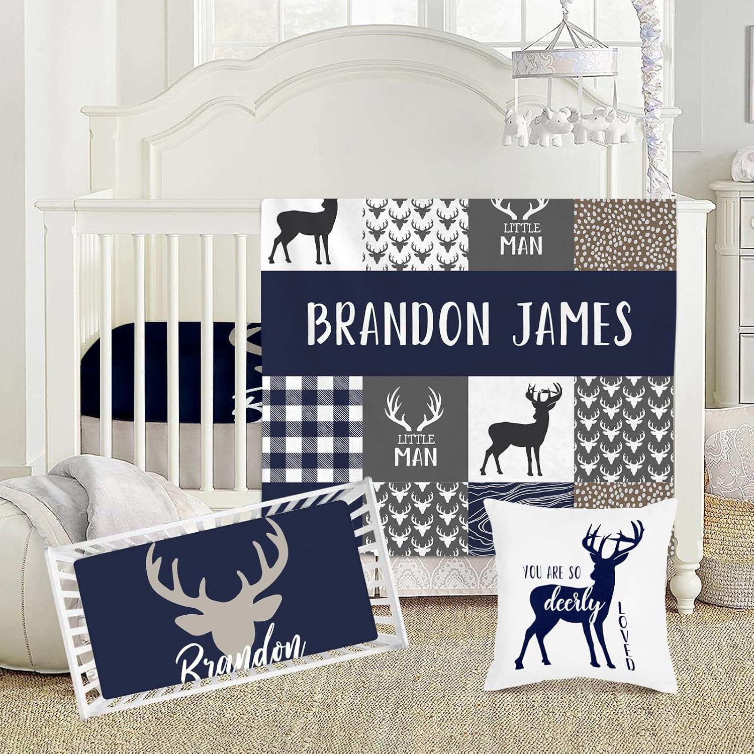 Juego de ropa de cama personalizado para cuna de bebé, cómodo juego de cama de 3 piezas para cuna de regalo personalizado con nombre para bebés,