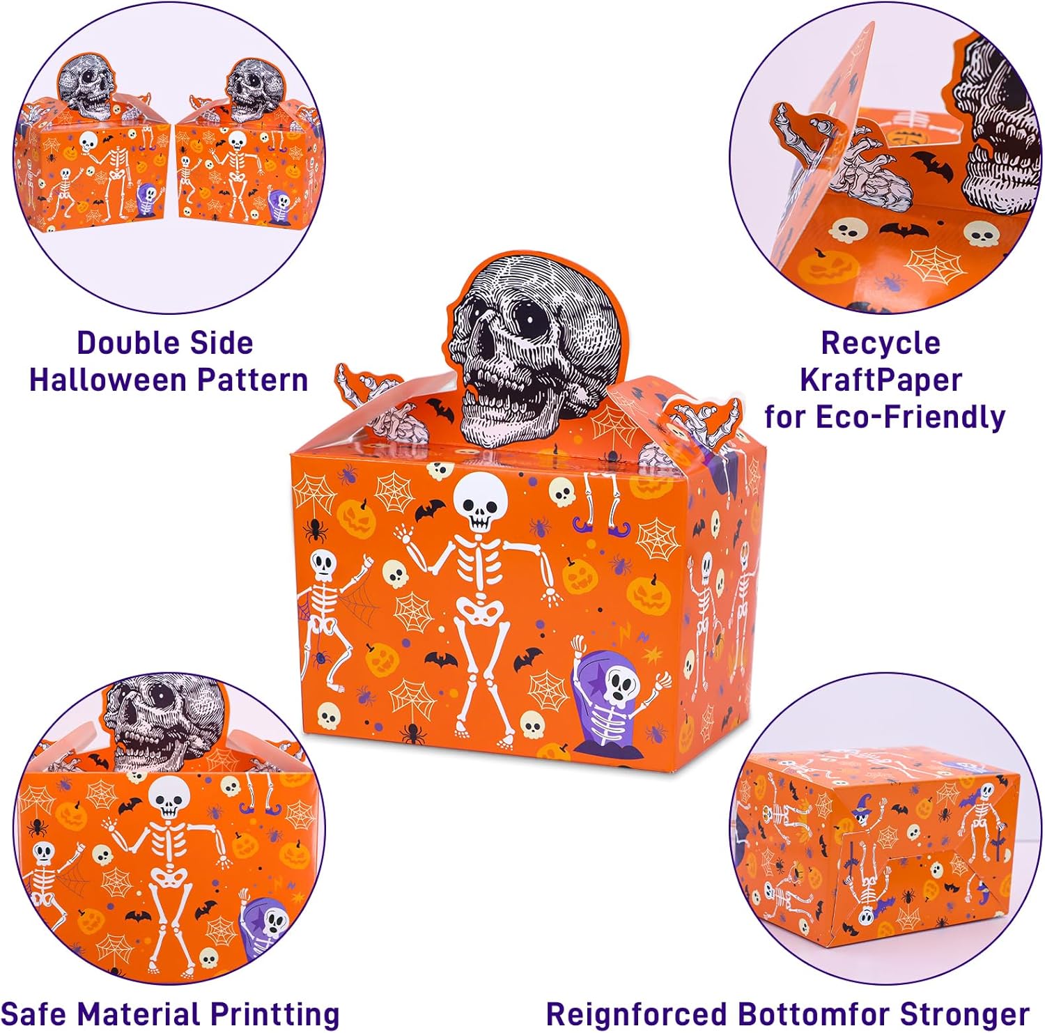 Cajas de regalo de Halloween, 24 cajas de regalo de dulces de calaveras para dulce o truco, cajas de fiesta de Halloween, cajas de esqueleto de