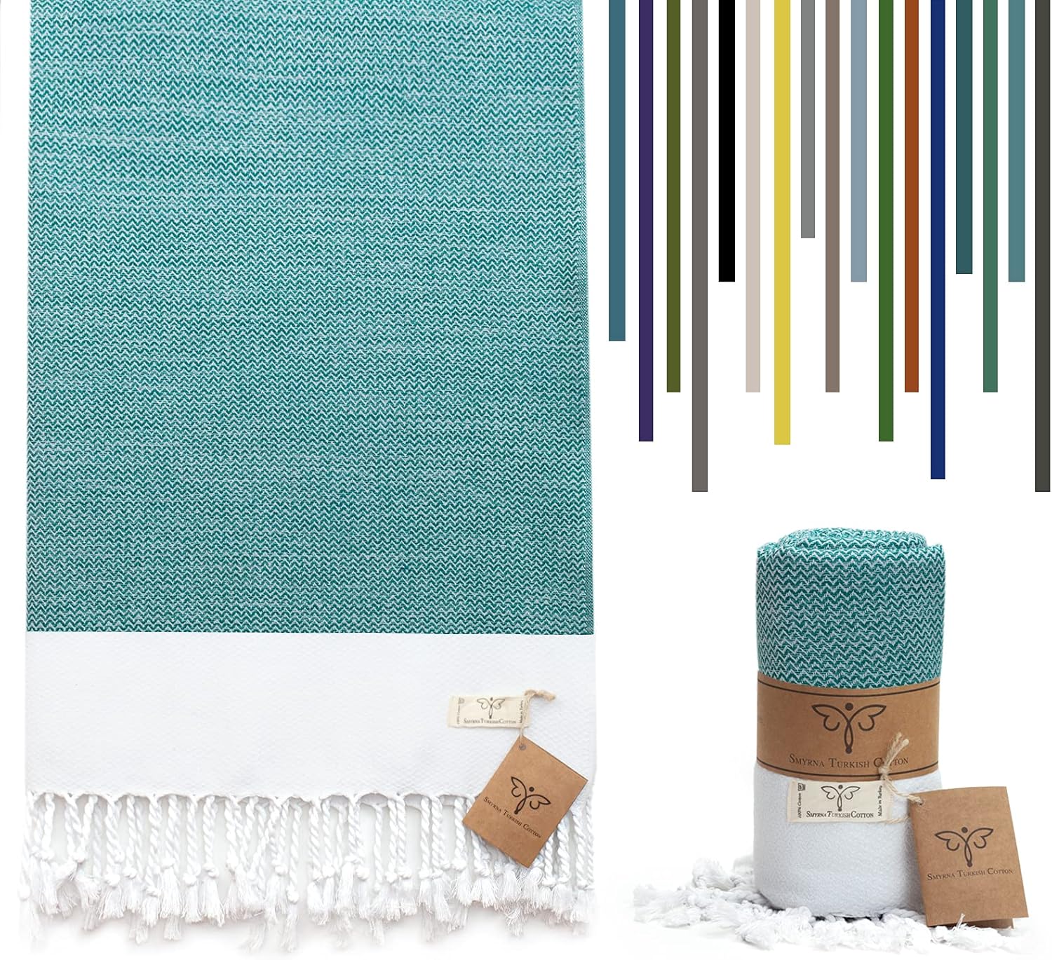Smyrna Orientina Series – Toalla de playa turca original, 100% algodón, prelavada, 37 x 71 pulgadas, toalla de baño peshtemal y turca para spa,