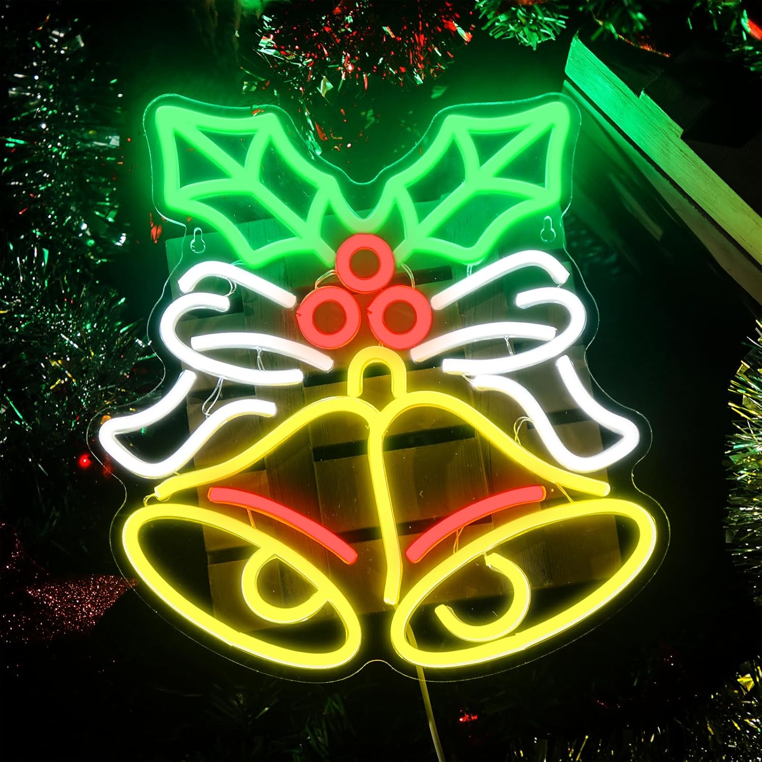 Campanas de Navidad, luces de neón, luces LED de Navidad, decoraciones de Navidad, letreros iluminados para Navidad, Año Nuevo, decoración del