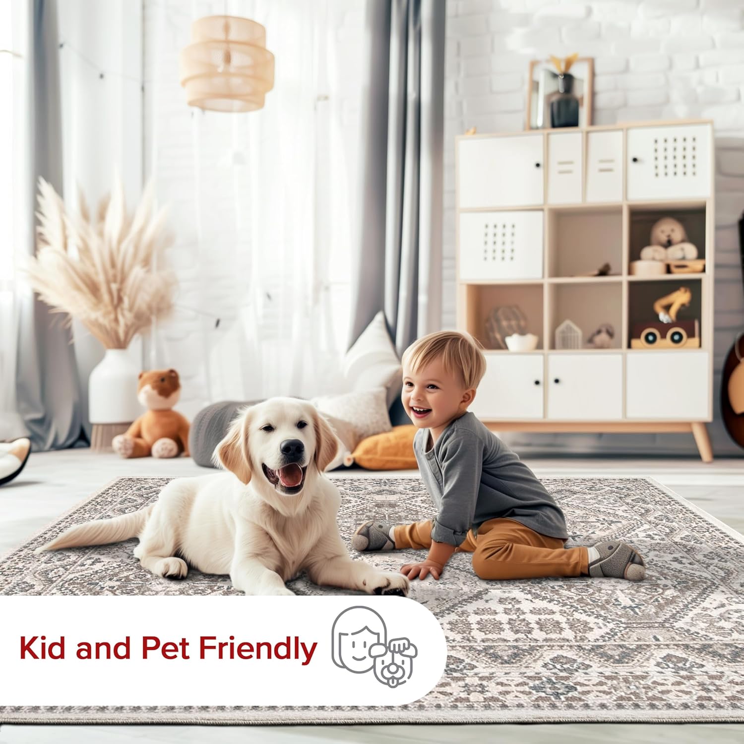 nuLOOM Becca – Alfombra tradicional con diseño de azulejos, de 3 x 5 pies, color beige
