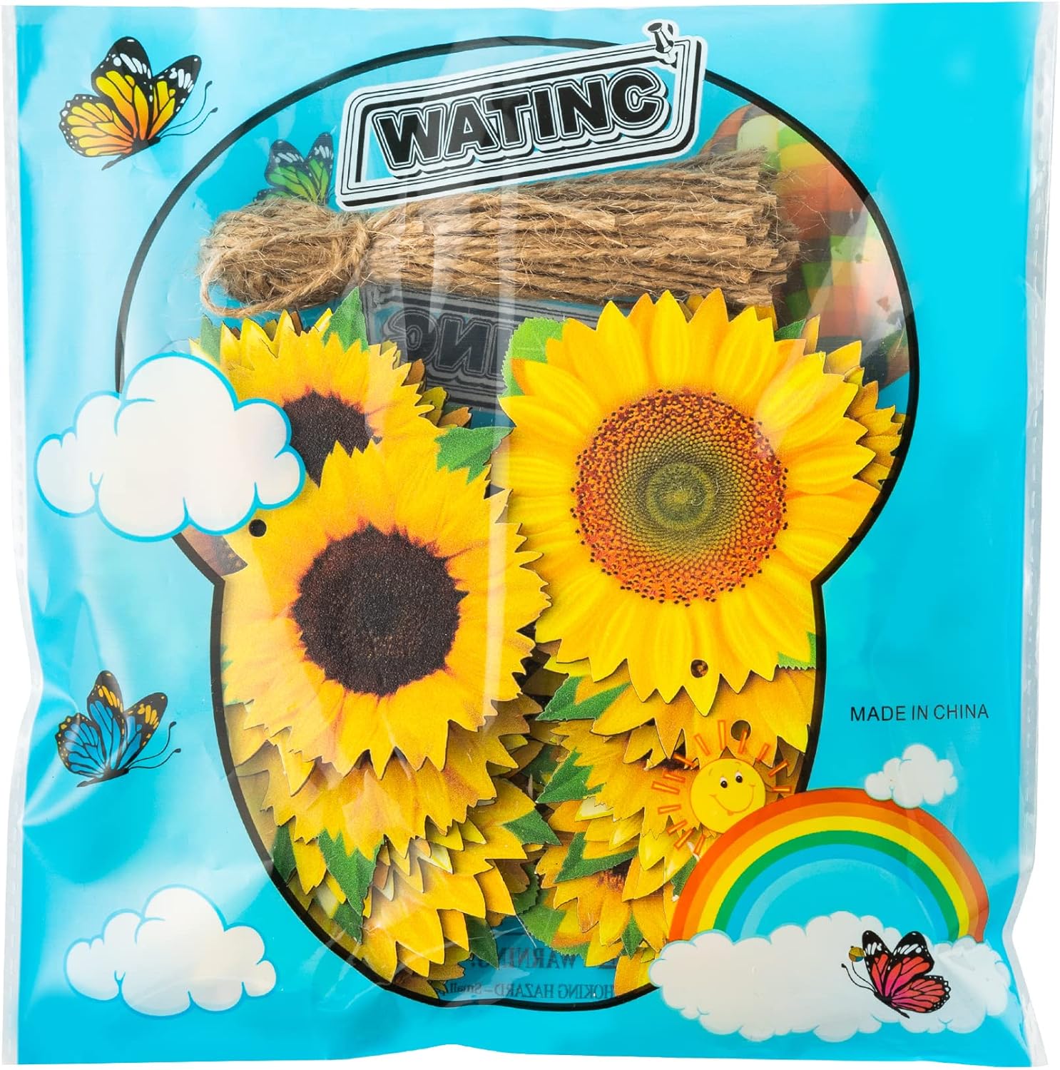 WATINC Juego de 31 adornos colgantes de madera de girasol para primavera y verano, decoración colgante de madera de girasoles, decoración rústica de