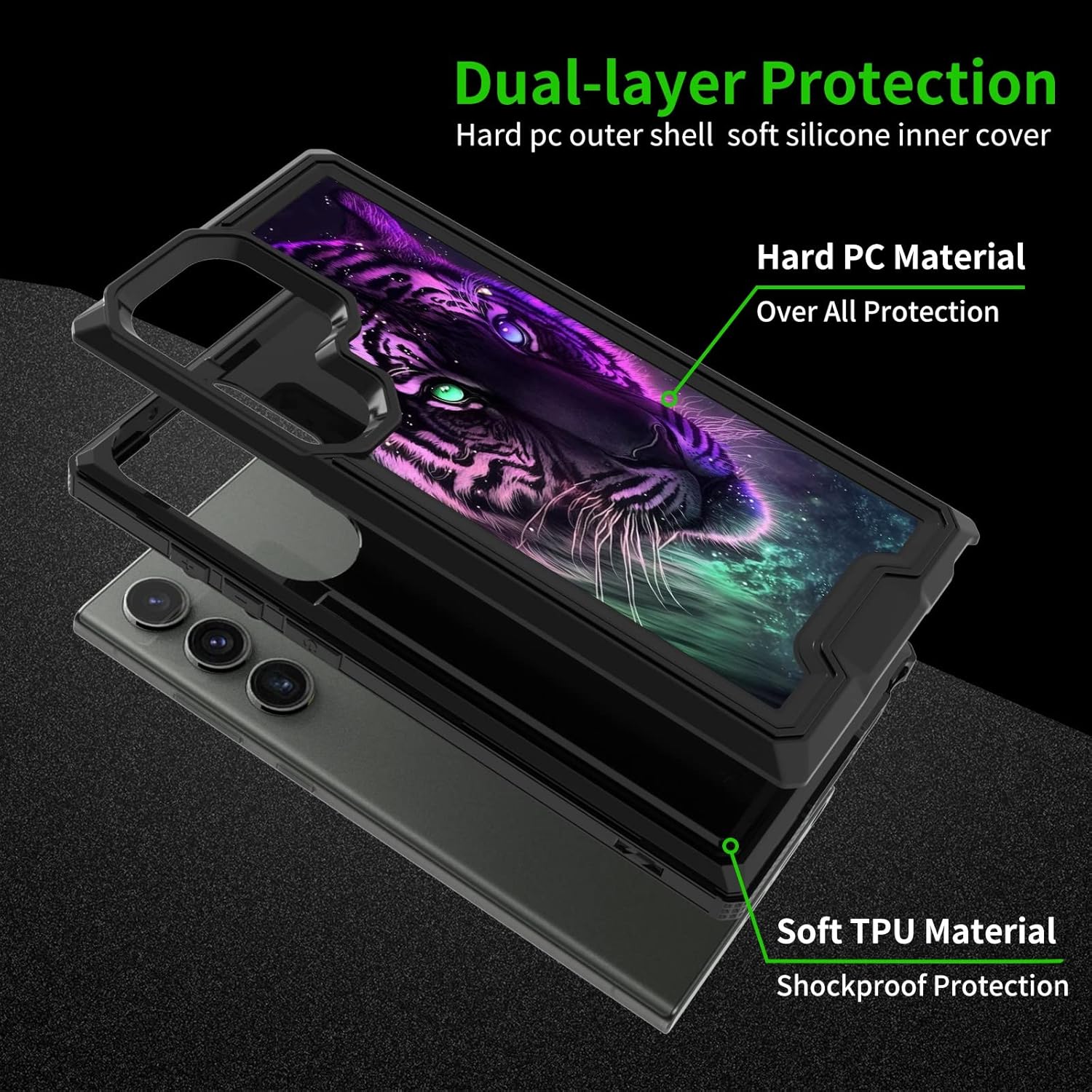 Funda para Samsung Galaxy S23 Ultra 5G, funda resistente a prueba de golpes de doble capa para mujeres y hombres, resistente a los impactos, funda