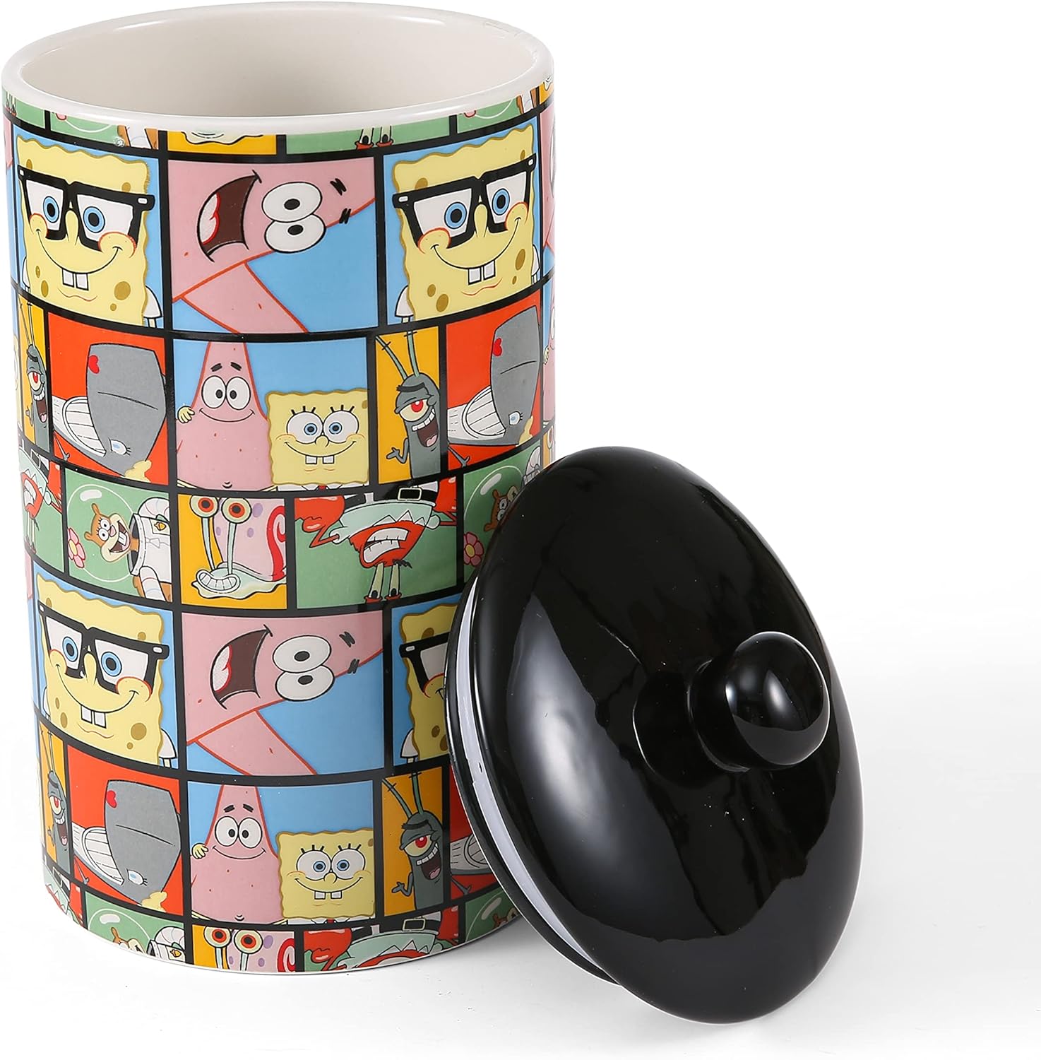SpongeBob SquarePants for Pets Deco Characters FF16931 – Tarro de cerámica para golosinas para perros de 10 x 5 pulgadas, con tapa, apto para