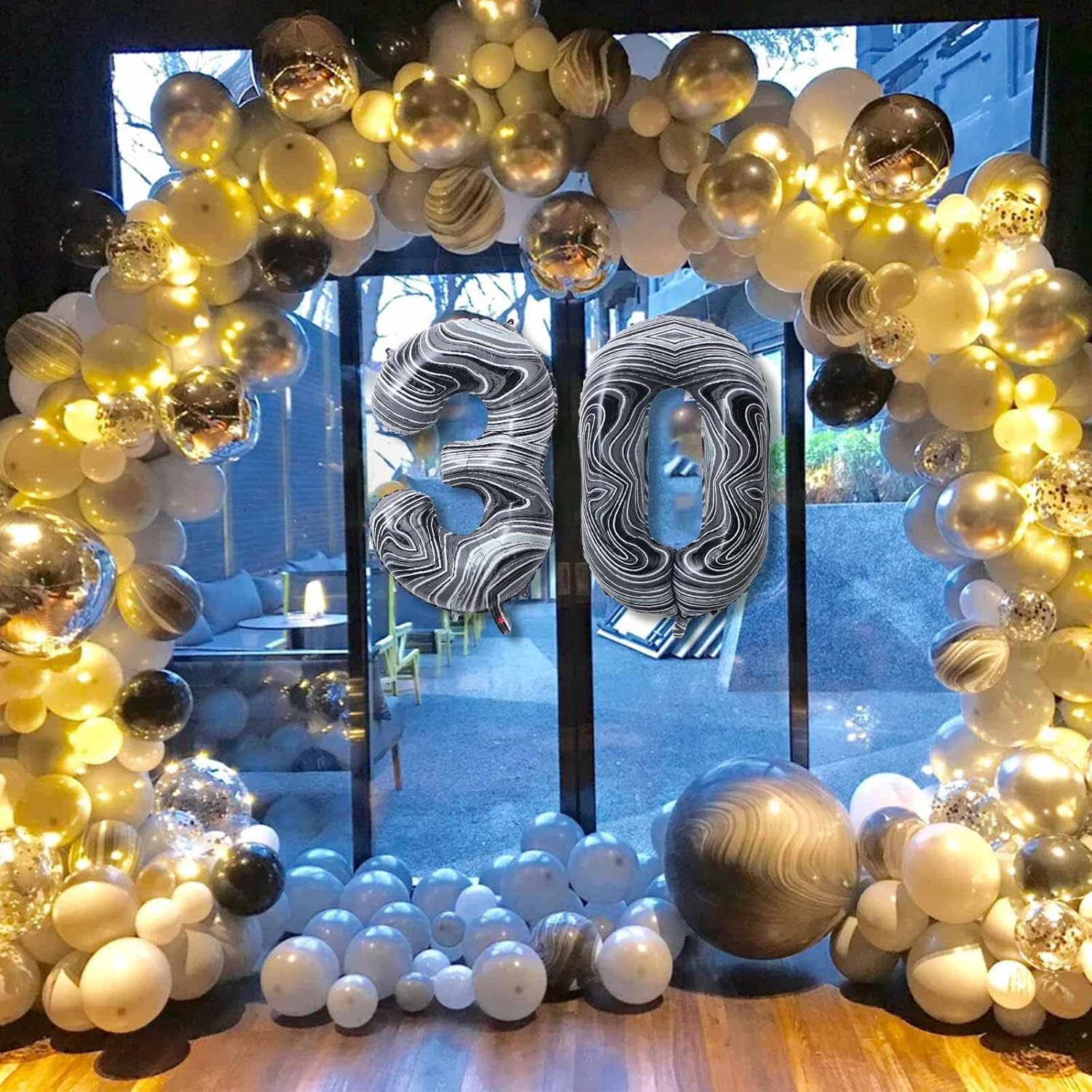 Globos gigantes de papel de aluminio de mármol negro de 40 pulgadas, globos gigantes de helio con el número 60 para decoraciones de cumpleaños de 60