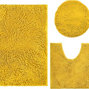 Juego de 3 alfombras de baño de felpilla ultrasuave, antideslizante y súper absorbente, parte inferior de PVC fuerte, lavable a máquina, color Juego de 3 alfombras de baño de felpilla ultrasuave, antideslizante y súper absorbente, parte inferior de PVC fuerte, lavable a máquina, color