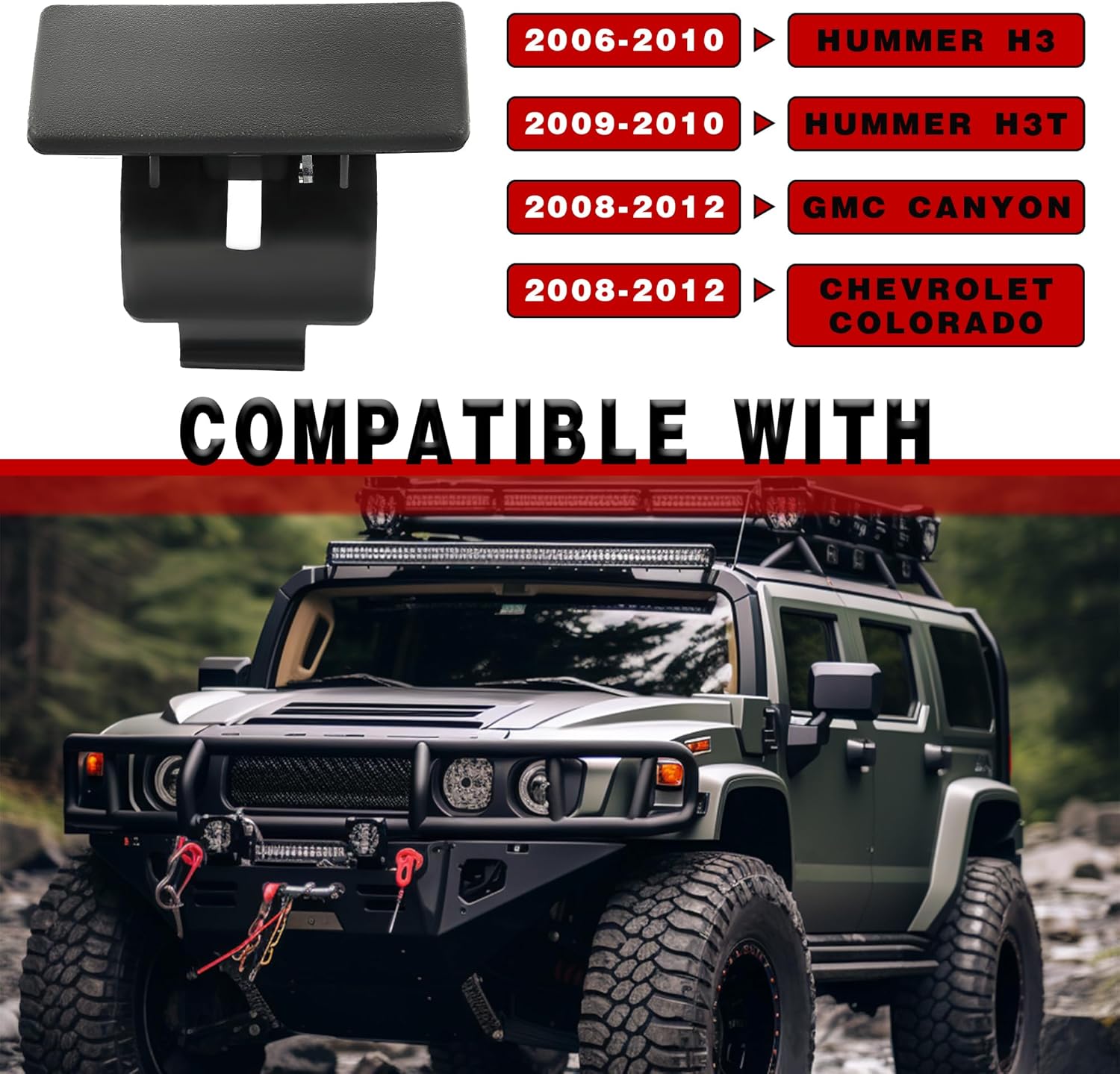 HECASA Manija de pestillo de guantera compatible con Chevy Chevrolet Colorado GMC Canyon 2006-2010 Hummer H3 H3T 2008-2012 Reemplazo para 10391626