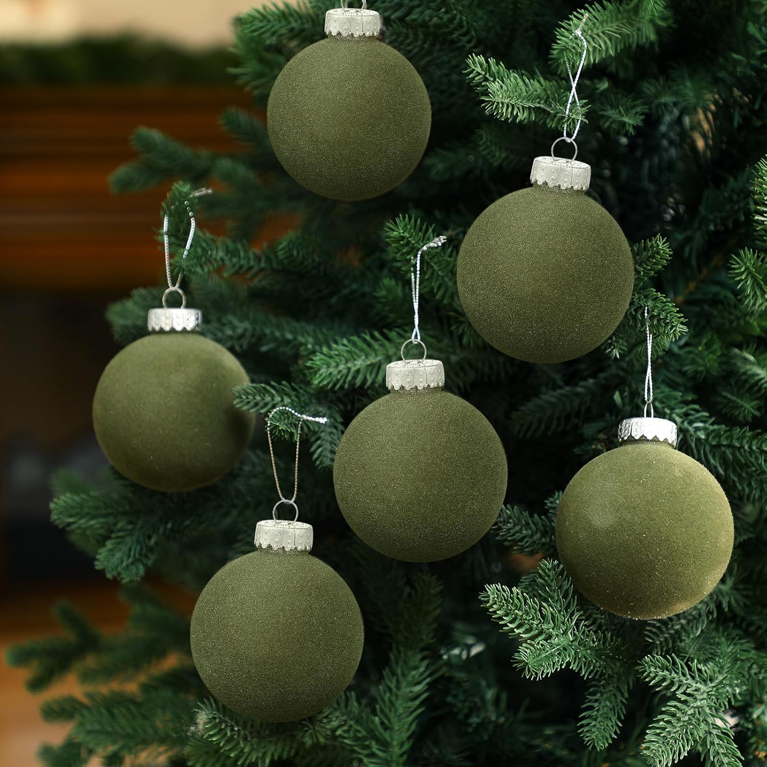 15 bolas de Navidad de terciopelo a granel, adornos de bola de árbol de Navidad flocadas, bolas de plástico, adornos decorativos para colgar,