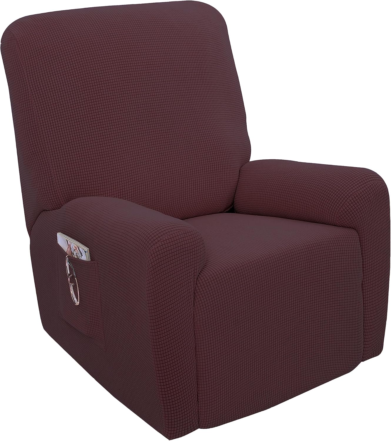 U-NICE HOME Fundas para silla reclinable, 4 piezas, fundas para silla jacquard elásticas (reclinable, chocolate)