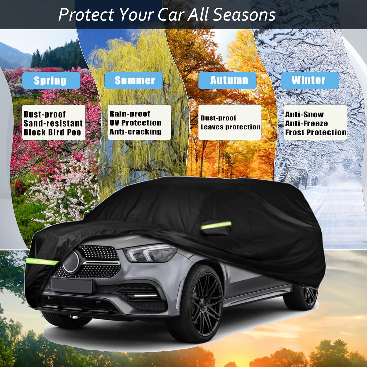 Funda para automóvil compatible con Mercedes Benz MLGLE 2006-2023, clase 230, 250, 280, 300, 320, 350, 6 capas 210T, resistente al viento,