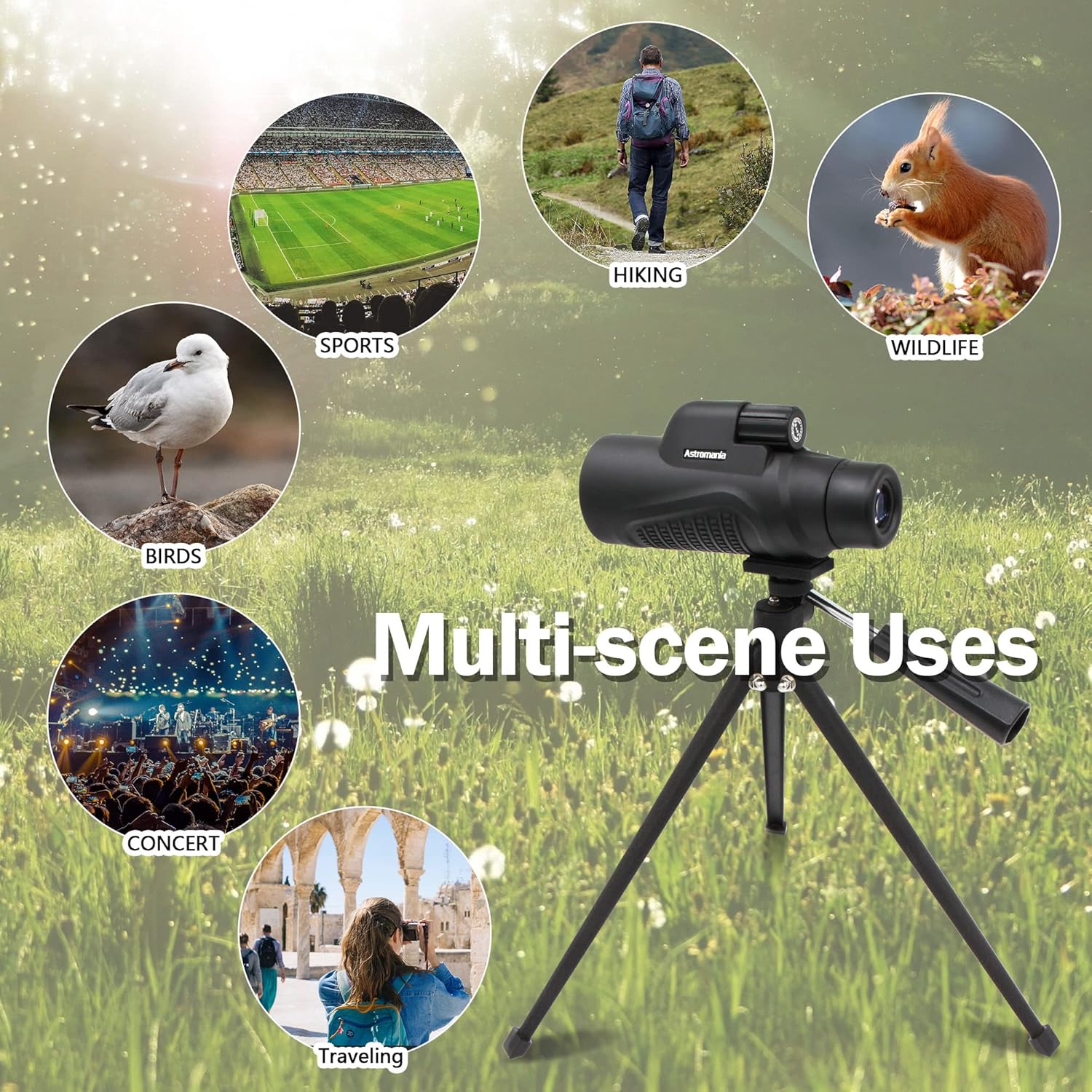 Astromania Telescopio monocular de prisma K9 HD 10X42, impermeable, monoscopio de mano compacto, para observación de aves, camping, viajes, paisajes