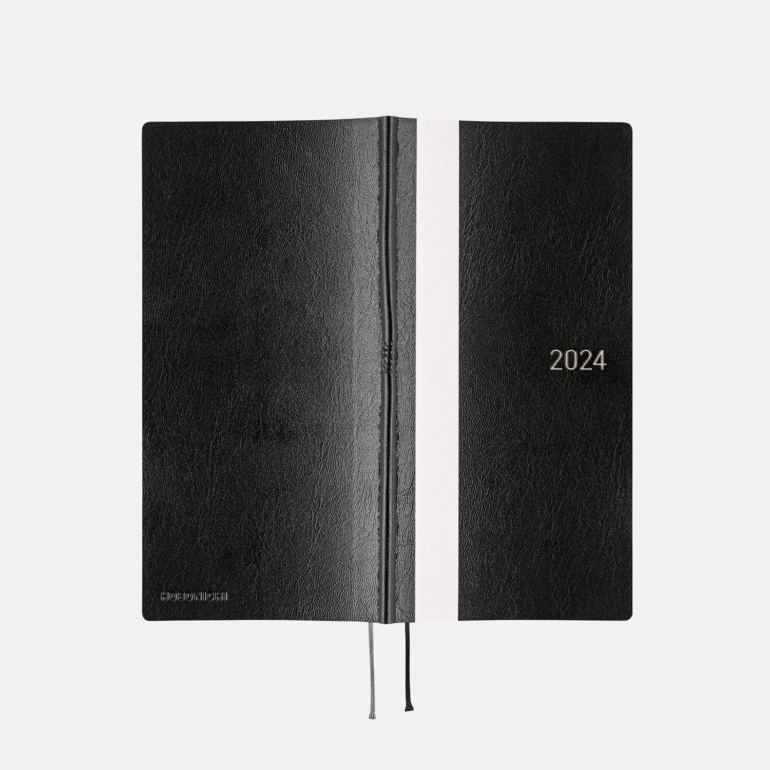 Hobonichi Techo Weeks InglésAlto y Delgado TamañoInicio de enero de 2024 Línea blanca Negro