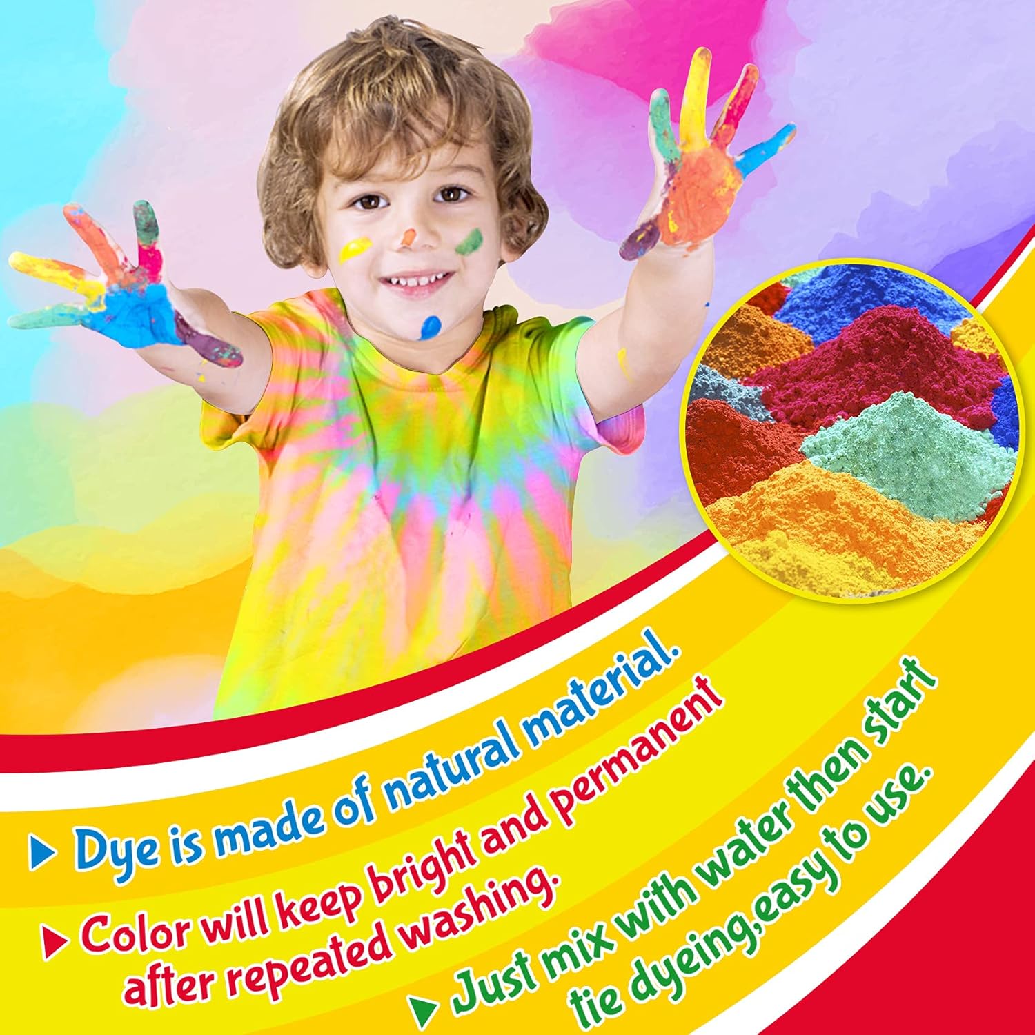 Kit de teñido anudado para niños y adultos, juguete de artes y manualidades para niñas y niños de 6 a 12 años, kits de manualidades de teñido