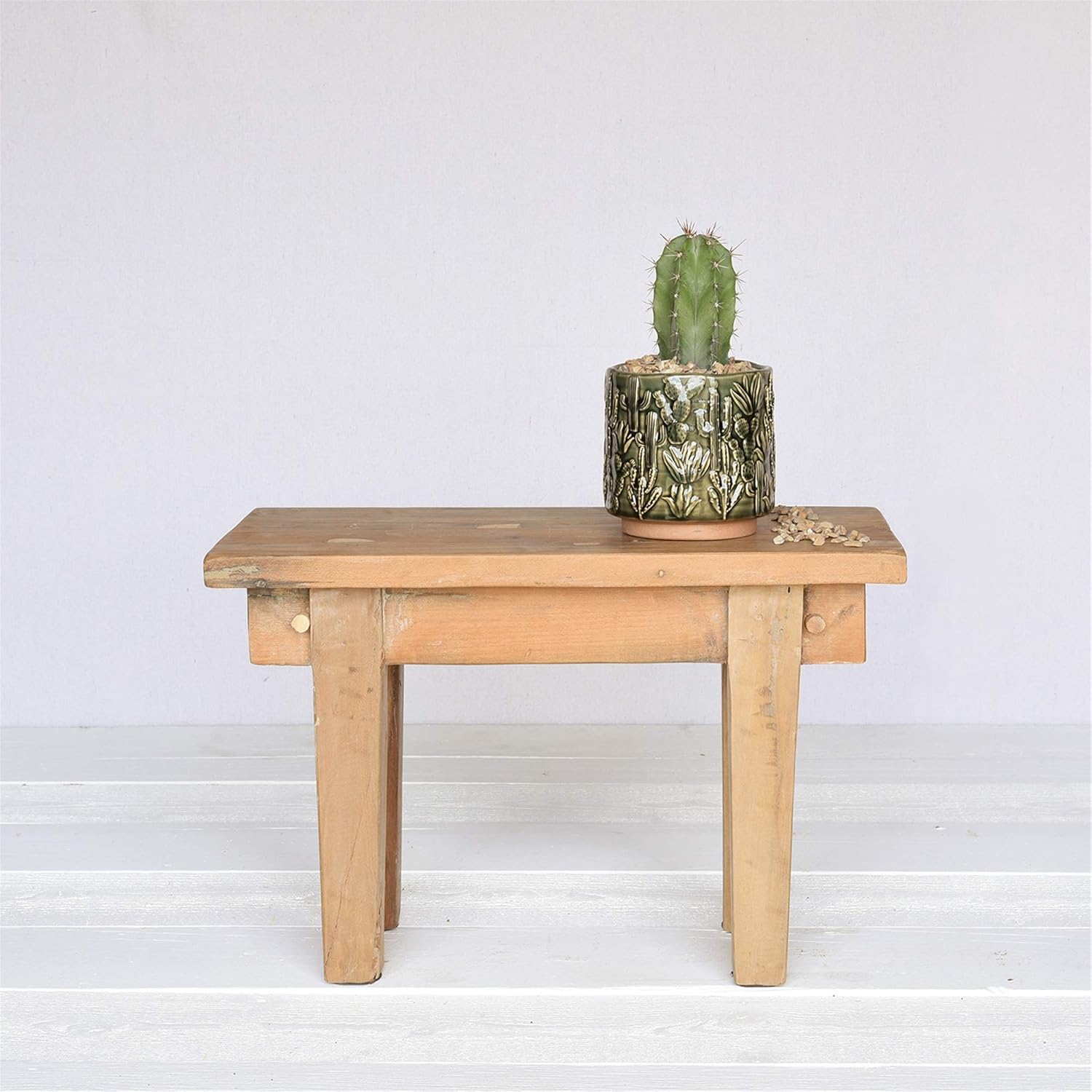 HomArt 3744-3 – Maceta de cerámica con motivo de cactus, 5 pulgadas de altura, pequeña, verde, 5 x 5 x 5 x 5 x