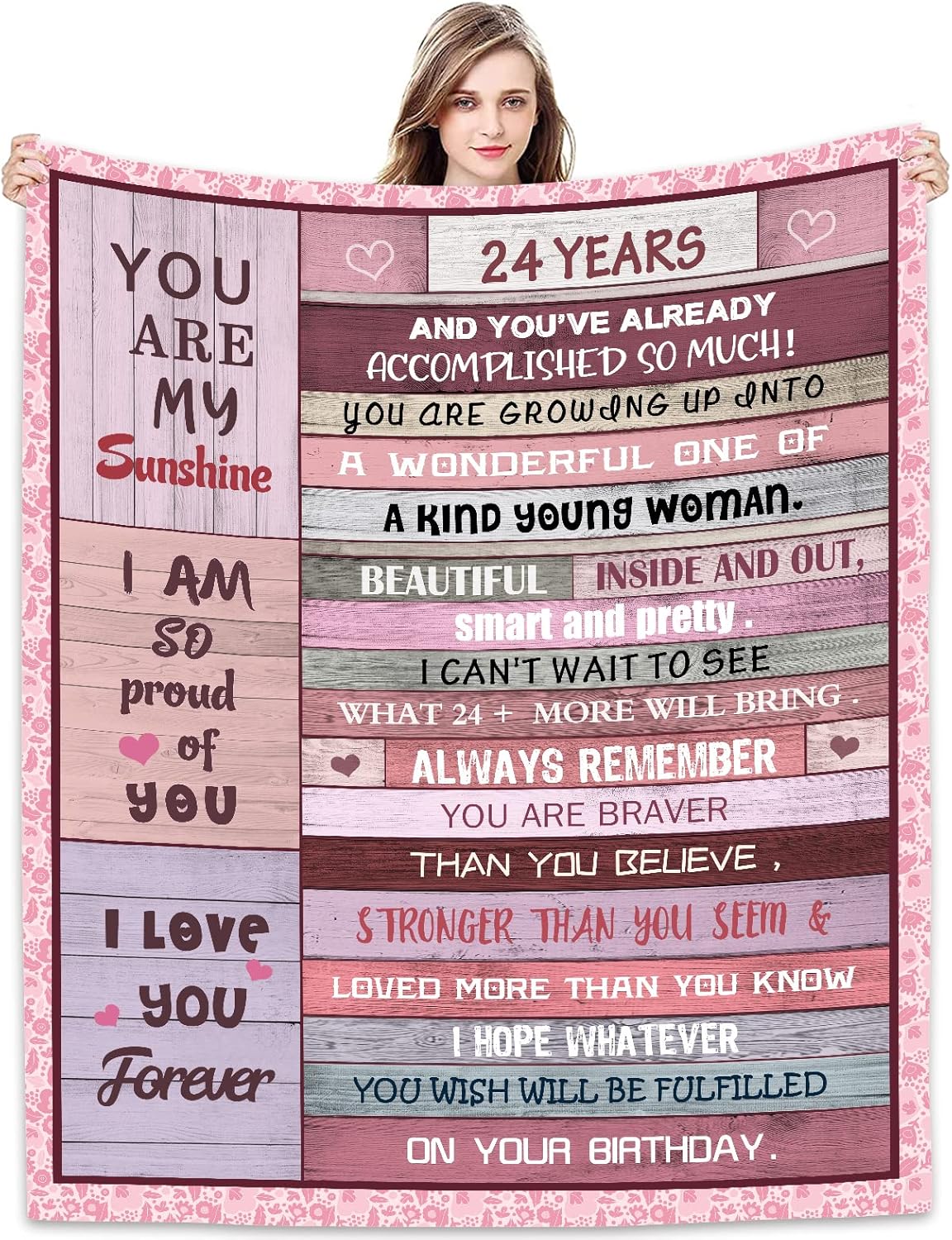 Regalos de cumpleaños número 24 para ella, manta de 60 x 50 pulgadas, decoraciones de cumpleaños 24  Regalos de 24 años para mujeres  Ideas de