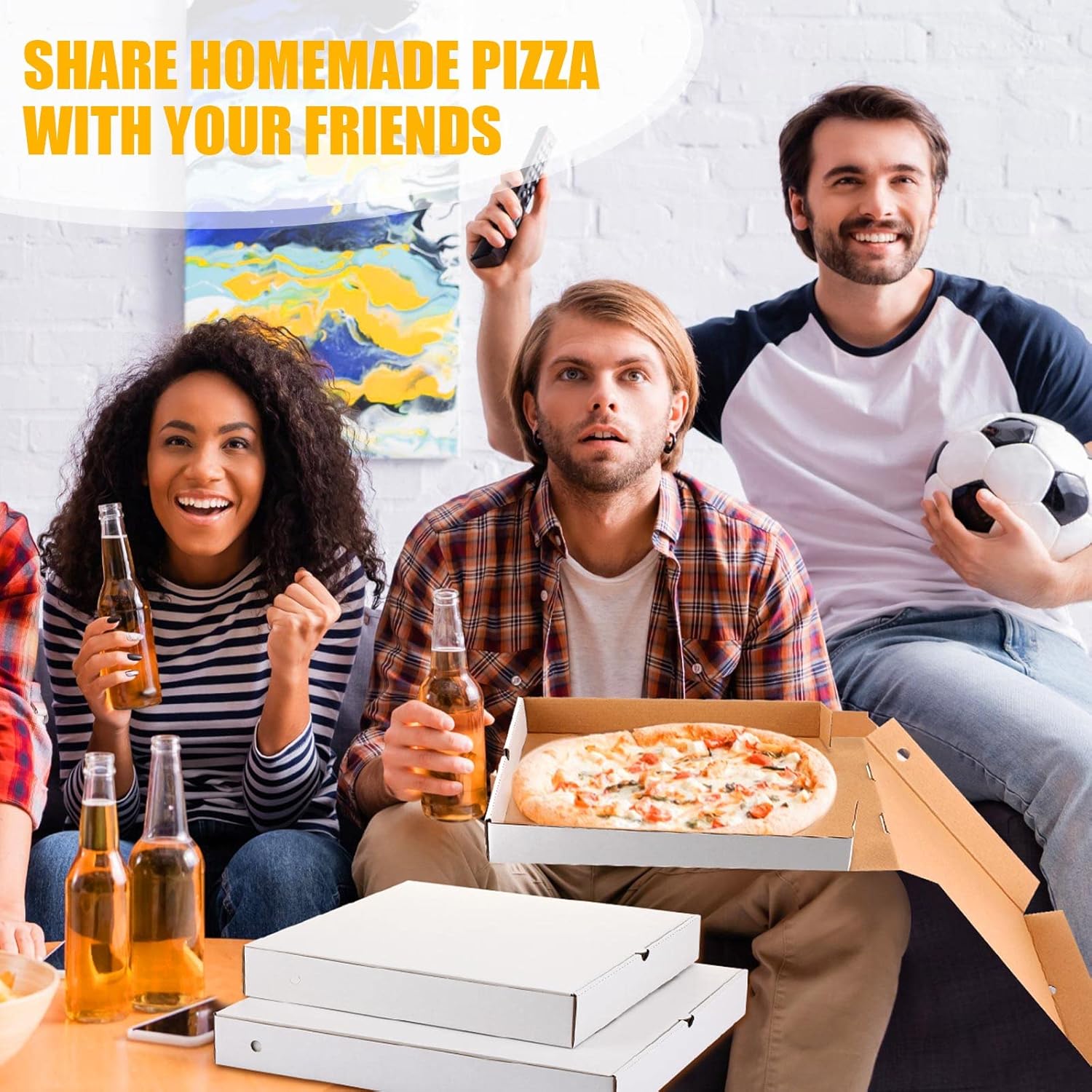 PerKoop 100 cajas de pizza de 10 x 10 pulgadas, caja de pizza vacía a granel, caja cuadrada de cartón para pizza, caja de pizza reutilizable,