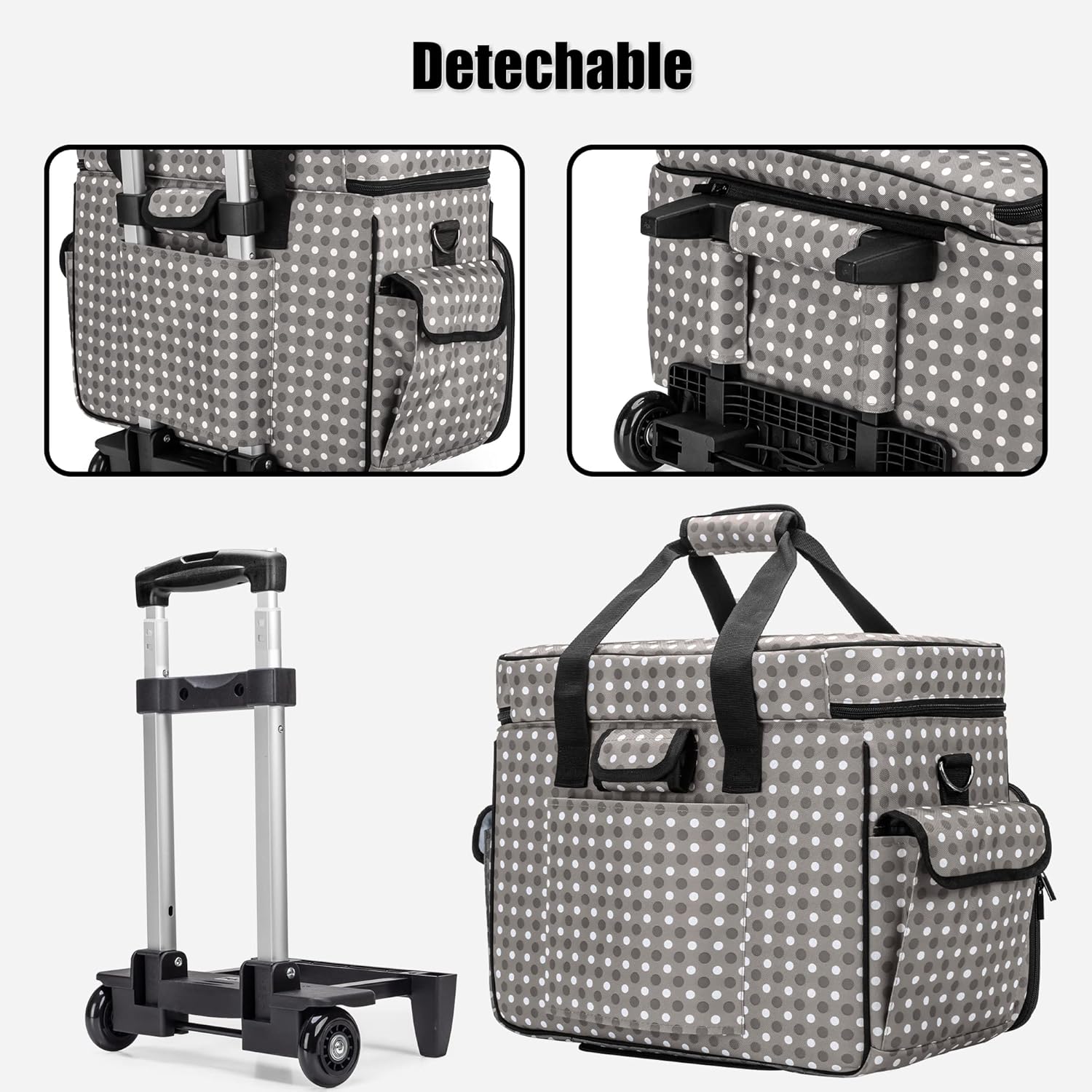 Teamoy Estuche para máquina de coser con ruedas desmontables, bolsa para máquina de coser rodante con ruedas y almohadilla inferior de madera,