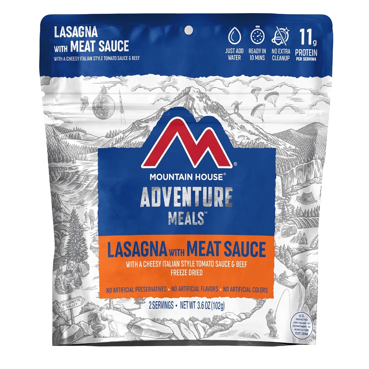 Mountain House Cuenco de fajita de pollo  Alimentos liofilizados para mochileros y campamentos  Paquete de 6  Sin gluten y lasaña con salsa de carne